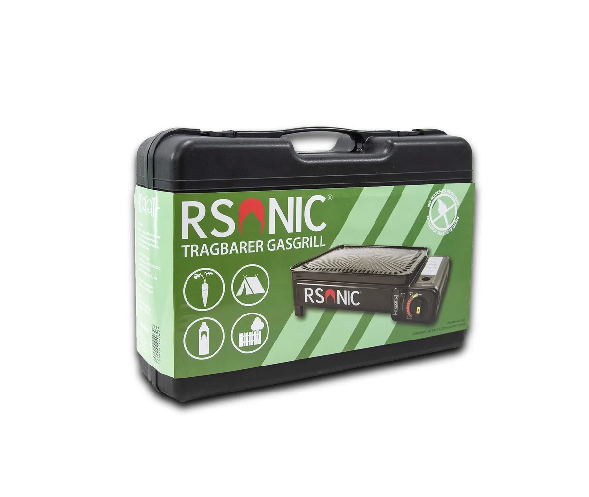Rsonic Clearfee Barbecue à gaz butane portable avec grille et plaque de cuisson, étui de transport, barbecue de camping, barbecue à cartouche, portable, noir, arbre parfumé Clearfee gratuit