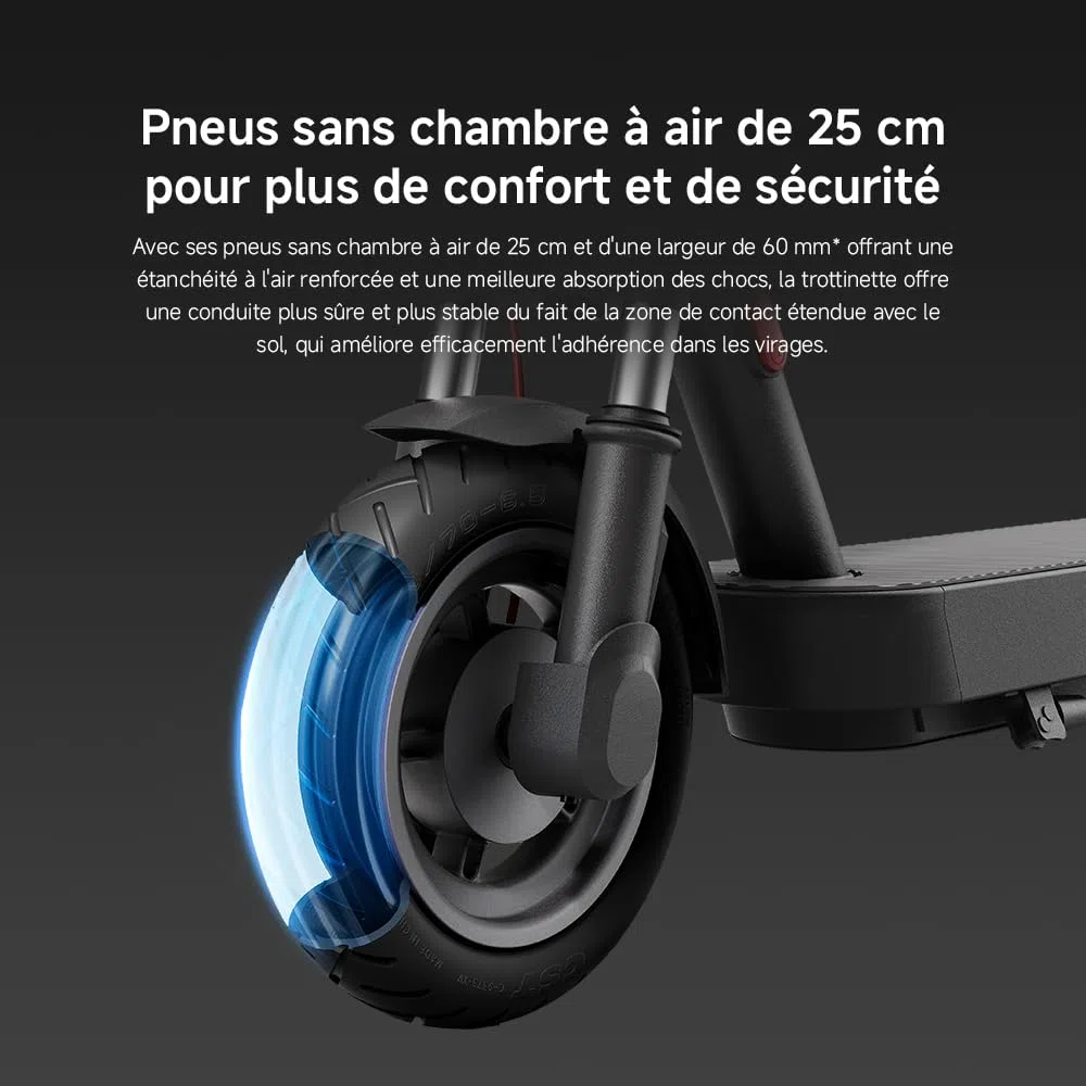 Xiaomi Electric Scooter 5 – Amortisseurs Doubles Ressort Avant – 60km Autonomie Étendue – Pneus 10' Tubeless – Moteur 700W Max – Pente 18%