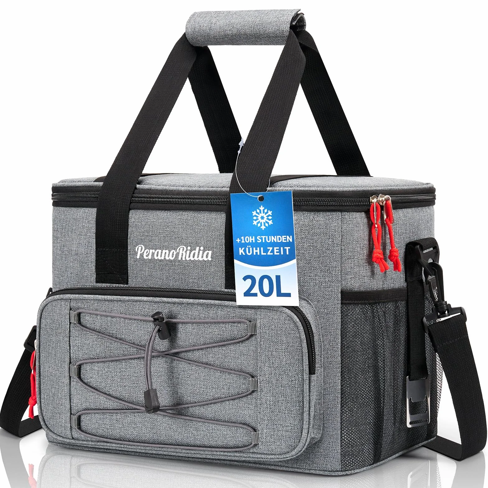 Sac Isotherme 10/20/30L, Glaciere Lunch Box pour Hommes Femmes, Sac Repas Lunch Bag Glacière Souple Isotherme Portable Protection de Fraîcheur pour Plage Pique-Nique Voyage, Gris