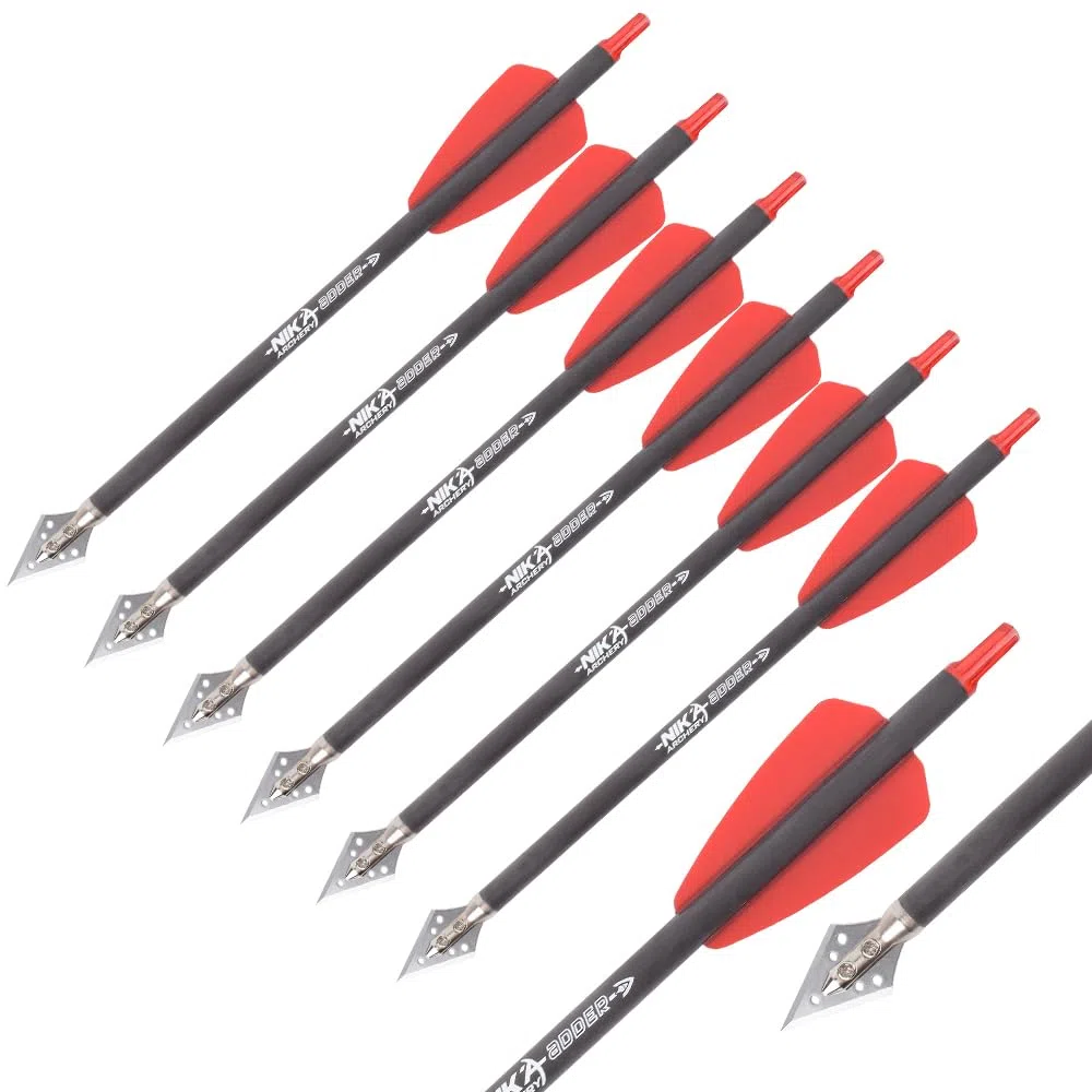 Flèches en Carbone à Boulon d'arbalète de 7,5 Pouces avec Pointe Large à 2 Lames pour la Chasse au tir à l'arc Tir 6 / PCS
