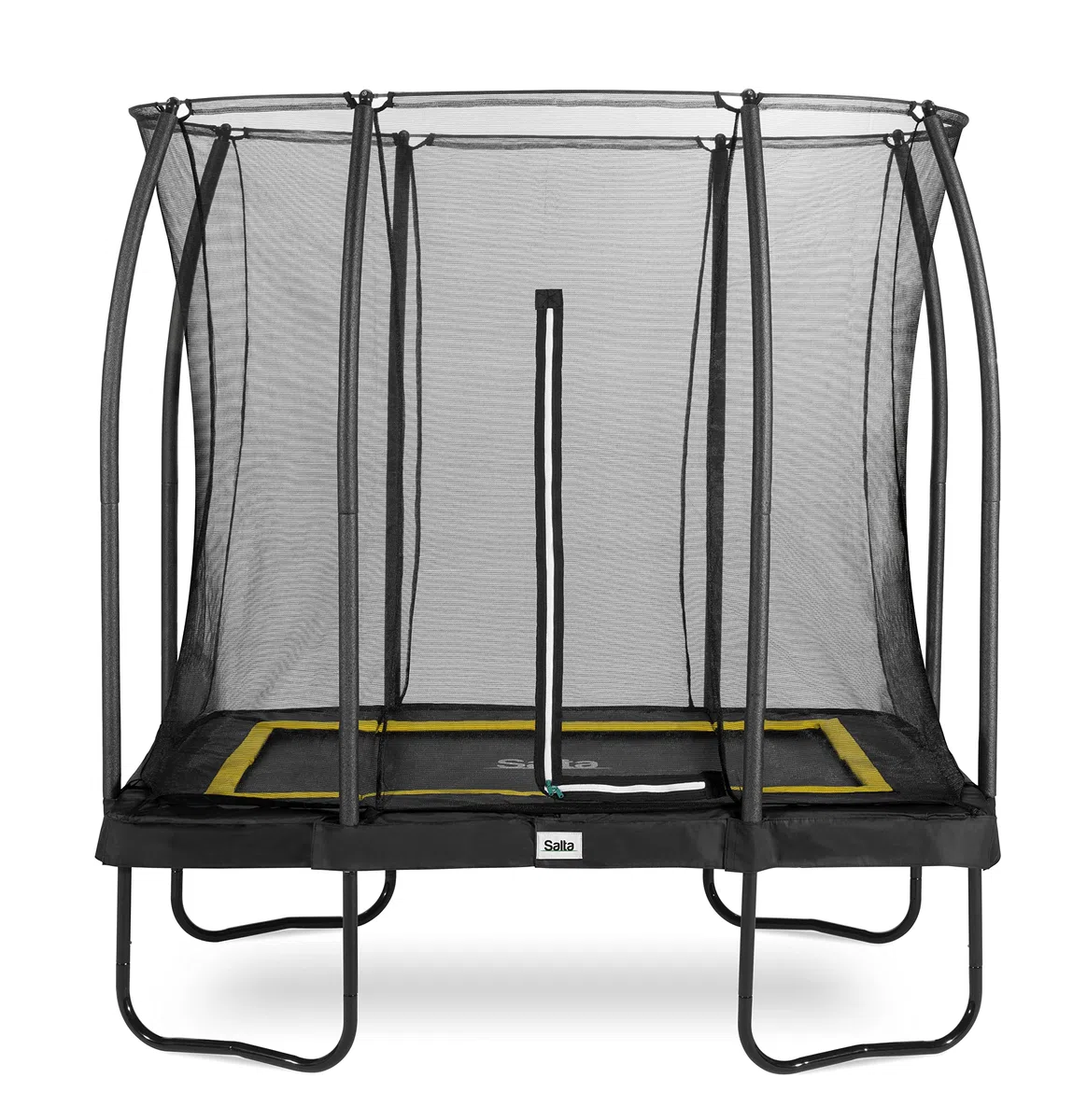 Salta Comfort Edition Trampoline d'extérieur, 214 x 153/305 x 214/366 x 244 cm, certifié TÜV, Noir/Vert/Rose, kit avec Tapis de Saut, Filet de sécurité, Ressorts galvanisés, Housse de Bord