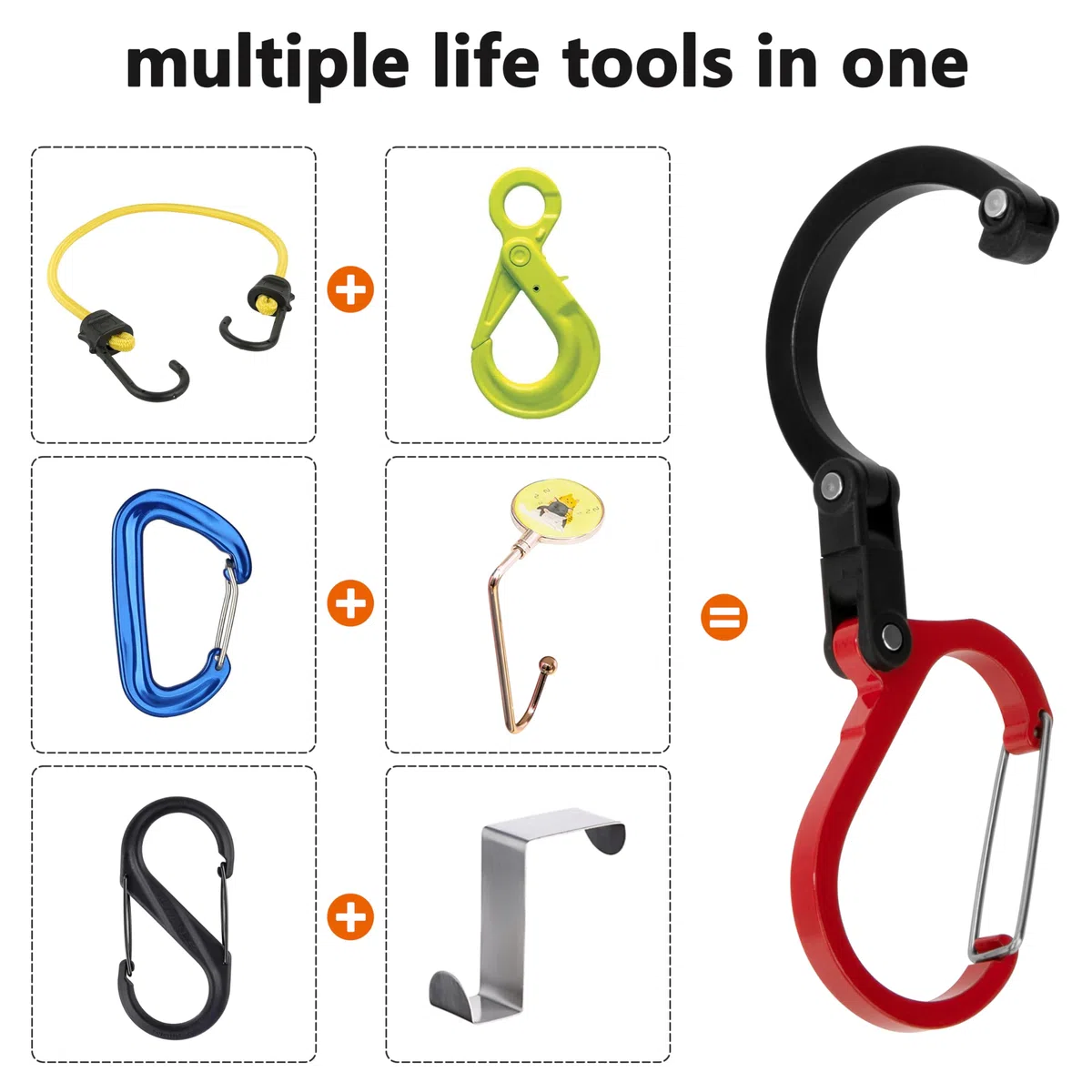 Mousqueton et Crochet Multifonctionnel pour Camping Sac à Dos Valises et Garage Pivotant et Durable Suspendre des Objets Lourdes de Valises Kayaks