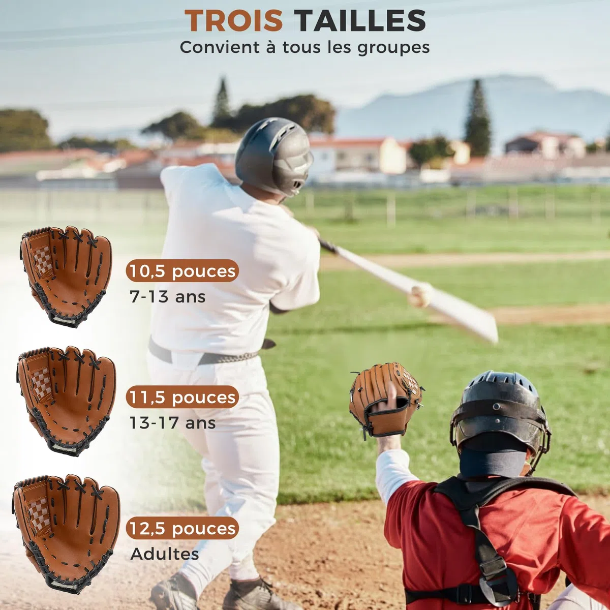 LeapBeast Gant de Baseball, Souple Gants de Softball, Réglable ​et Confortable PU ​Entraînement de Baseball pour Jeunes Adultes Gant de la Main Gauche