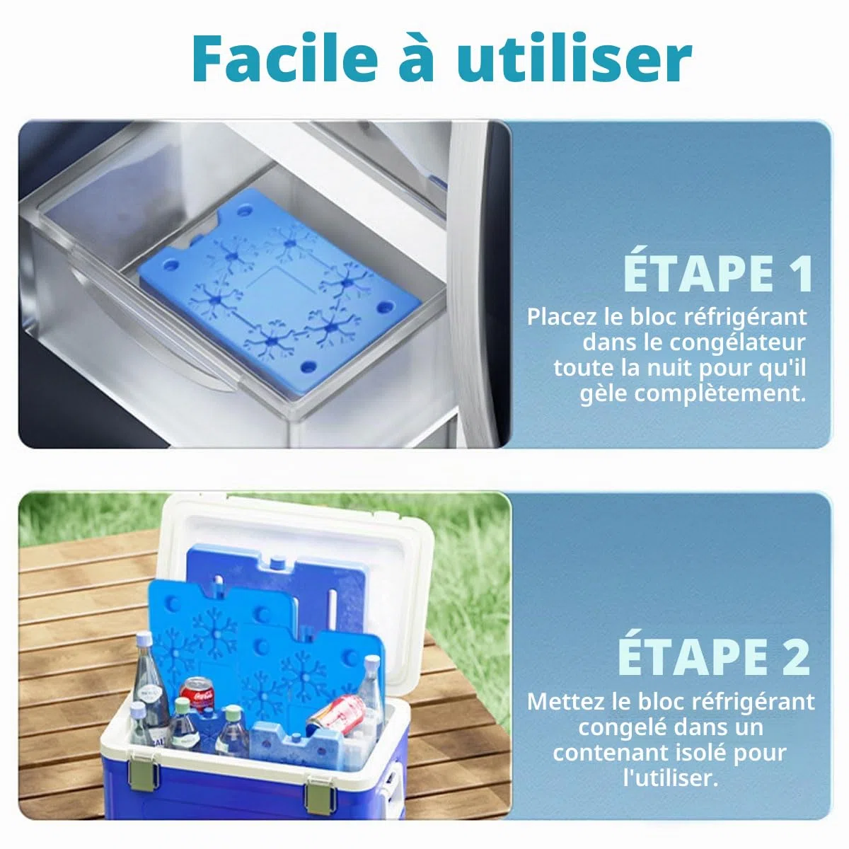Lot de 3 grands blocs réfrigérants de 800 ml - Blocs réfrigérants plats réutilisables, éléments réfrigérants pour sac isotherme et glacière - Extra fins et longue durée de refroidissement