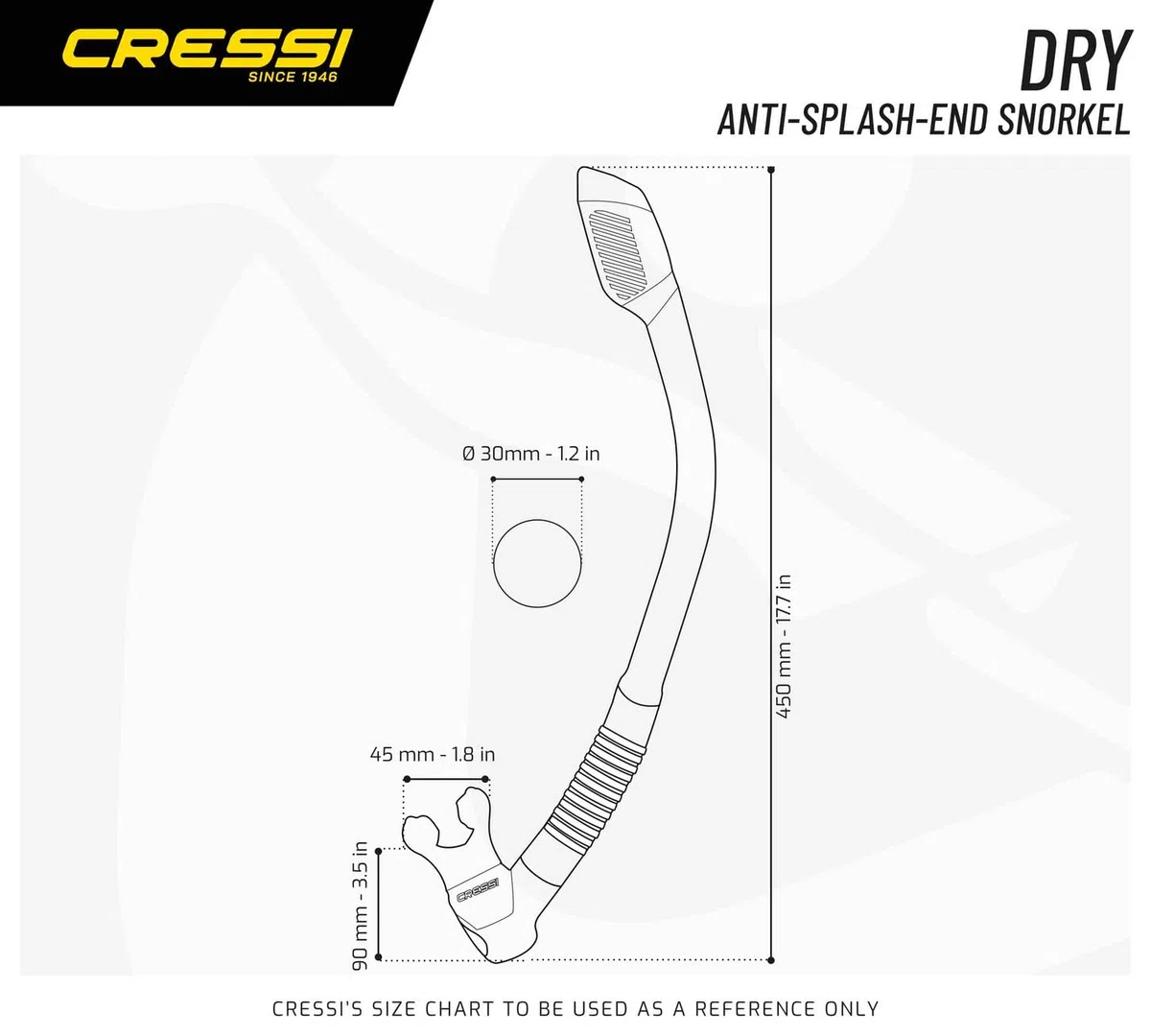CRESSI Supernova Tuba Dry avec Valve et Splash Guard, Tuba Sec pour Plongée, Snorkeling et Apnée, Embout en Silicone avec Valve de Purge et Fixation Rapide, Adulte Unisexe