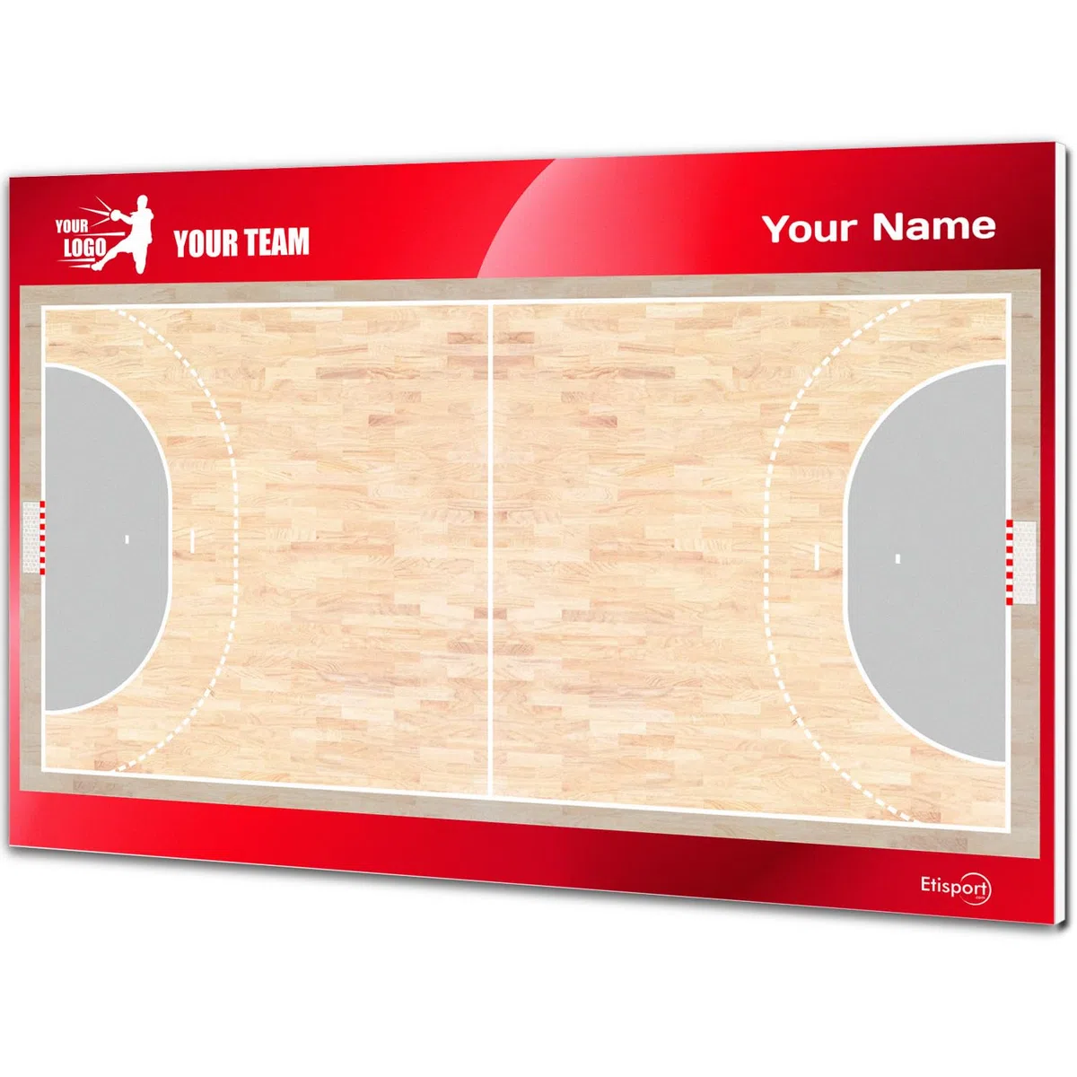 Tableau Tactique Handball pour Entraîneur. Double Face, Marqueurs Effaçables à Sec. Personnalisé avec Nom, Logo ou Blason, Club