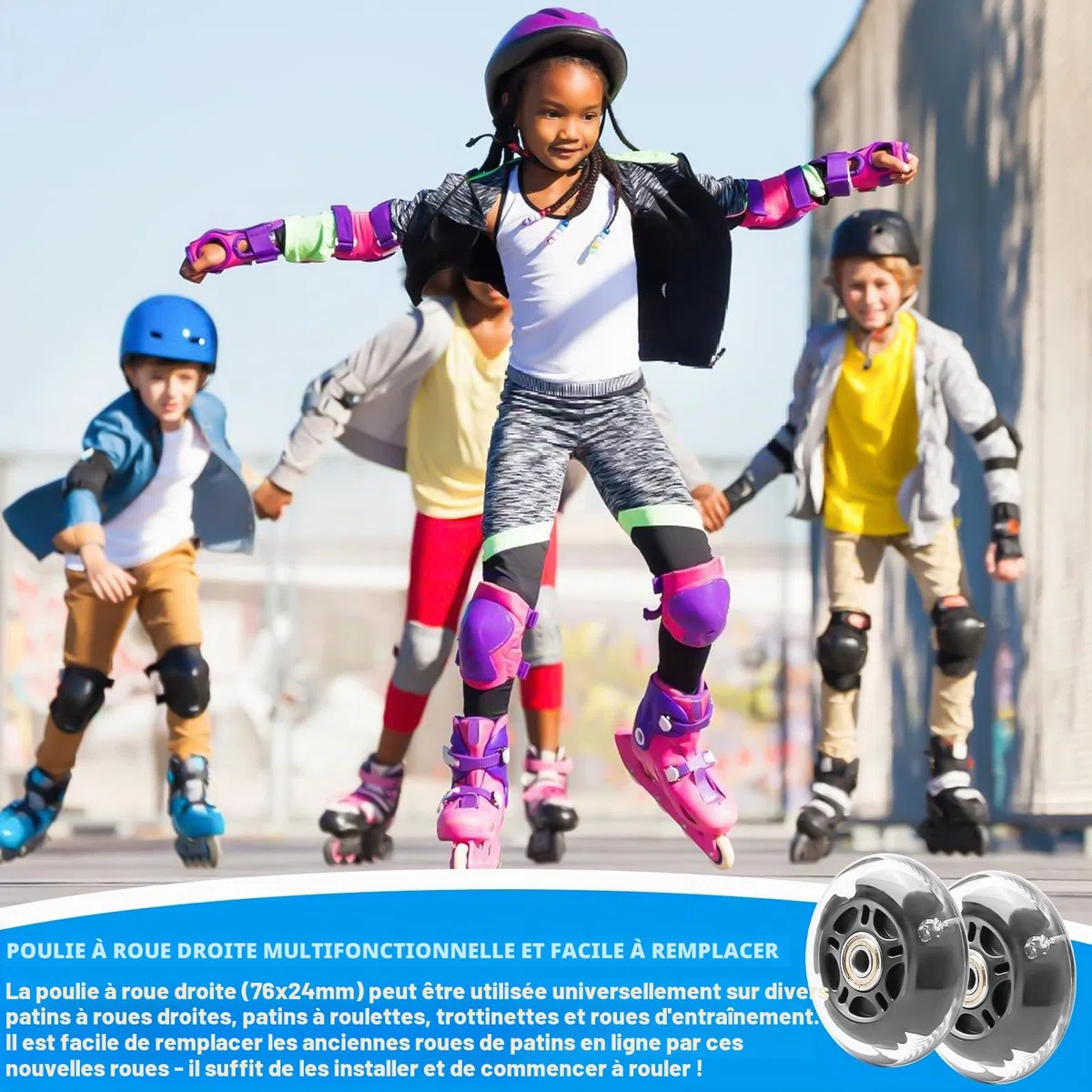 PORFOYO Lot De 8 Roues De Rollers En Ligne 72/76/80 MM Avec Roulements À Billes, Roue De Roller En Ligne, Roues Universelles En Polyuréthane Pour Tous Les Types De Patins À Roulettes (76MM)