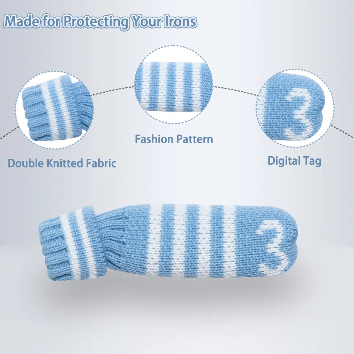 LeFeng 10pcs Knitted Golf Iron Head Covers 3-9/A/P/S Set - Lightweight and Durable Material - Multiple Patterns Golf Club Head Covers - Fit Well for Callaway Ping Taylormade Cobra Etc.