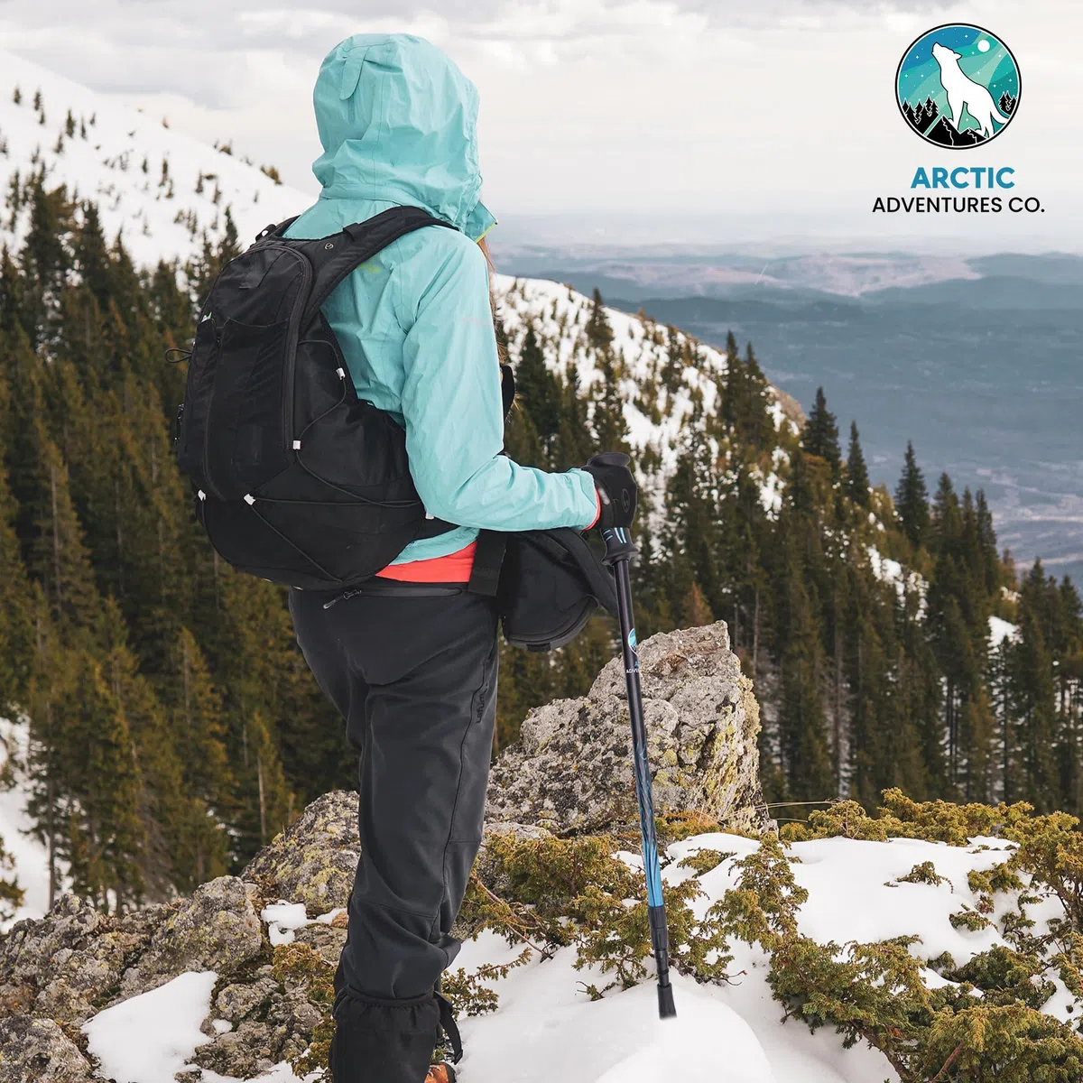 Raquettes de neige 3 en 1 pour homme et femme en aluminium avec tailles réglables et bâtons de trekking.