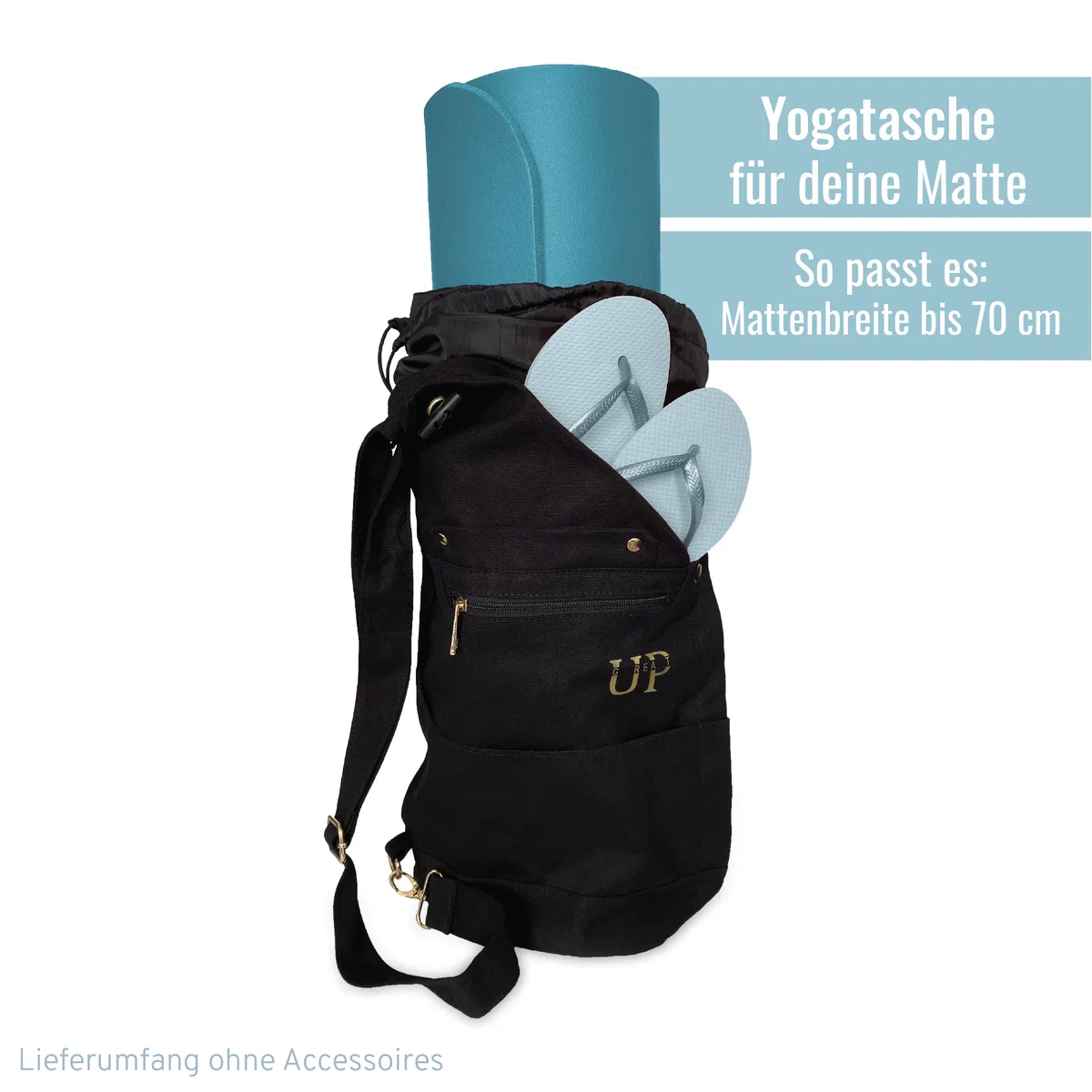 UP GREAT Sac à Dos XXL pour Tapis et Accessoires de Yoga en Toile de Coton - Cadeau d'Anniversaire