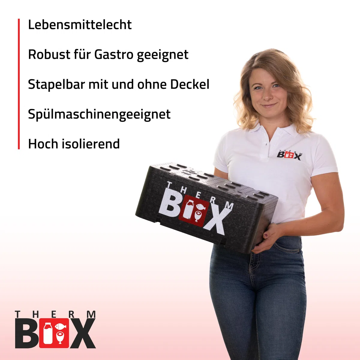 THERM BOX Grande boîte en polystyrène professionnelle avec bloc réfrigérant pour glacière, boîte de transport, récipient isotherme réutilisable