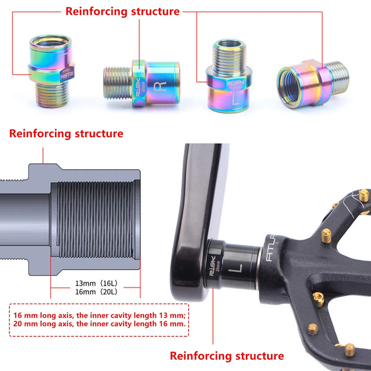 Alliage de Titane Extendeurs de Pédale de Vélo, 1 Paire Entretoises de Pédale de Bicyclette pour Vélo de Montagne, Vélo, Accessoire de Vélo, Équipement de Vélo