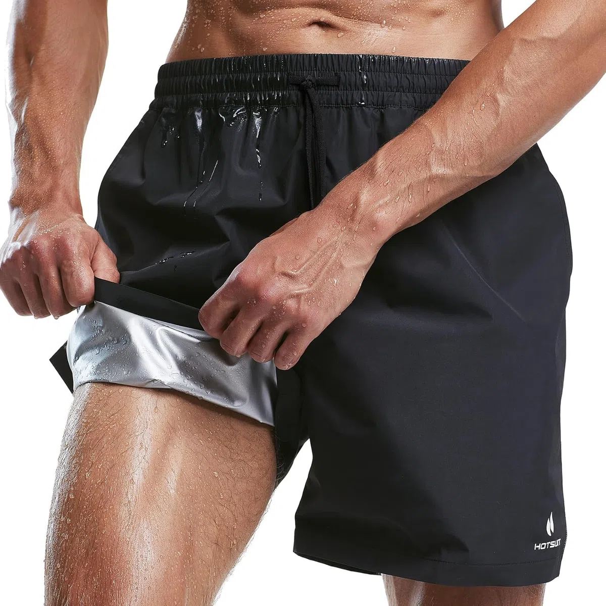HOTSUIT Short de sudation pour homme pantalon de sudation pour transpiration avec sport en gym pour amincissant Noir