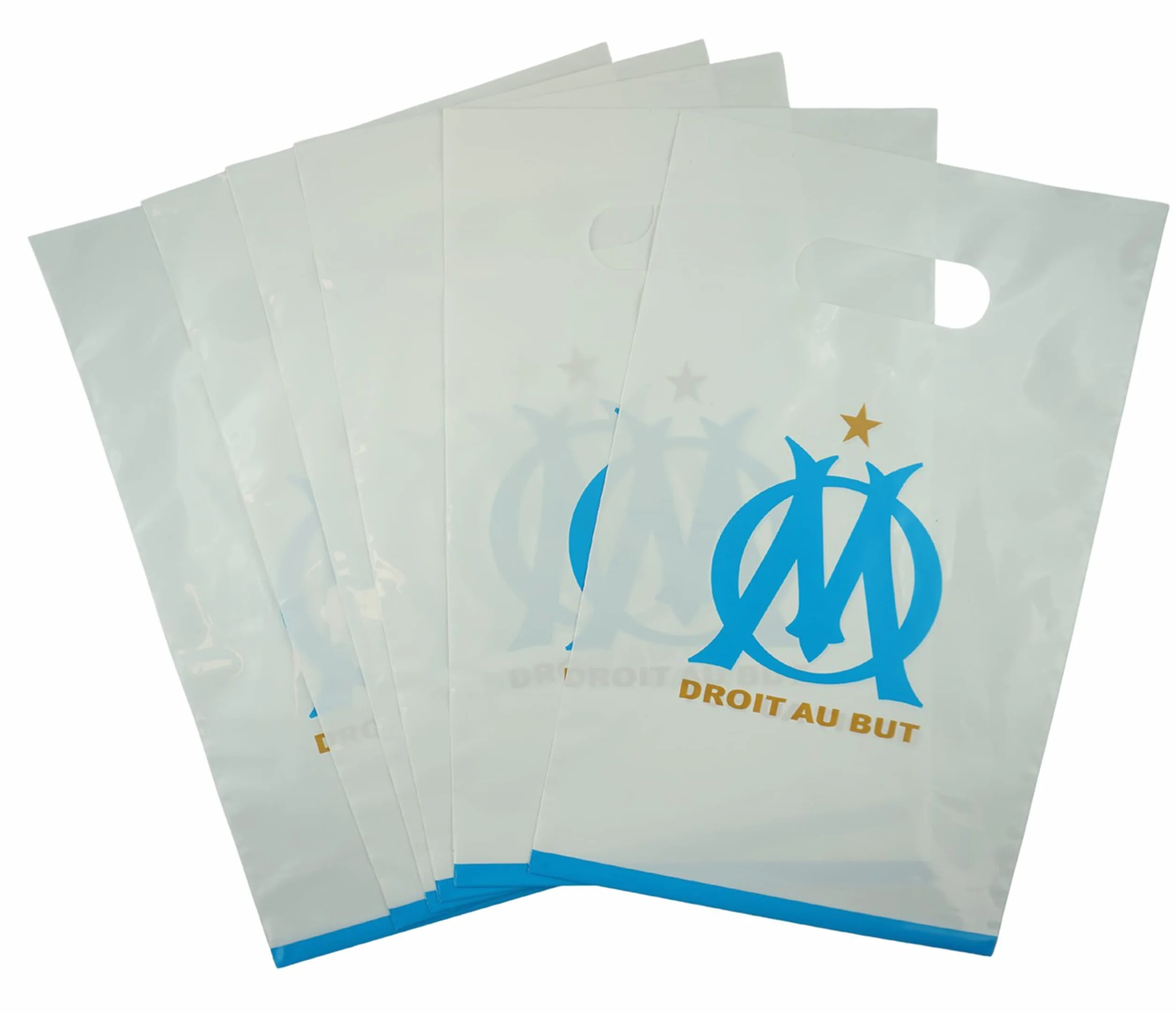 OLYMPIQUE DE MARSEILLE Pack 57 pièces Om : 1 Nappe 12 x Gobelet 12 x Assiette 20 x Serviette 12 x Sac à Bonbons - Collection Officielle