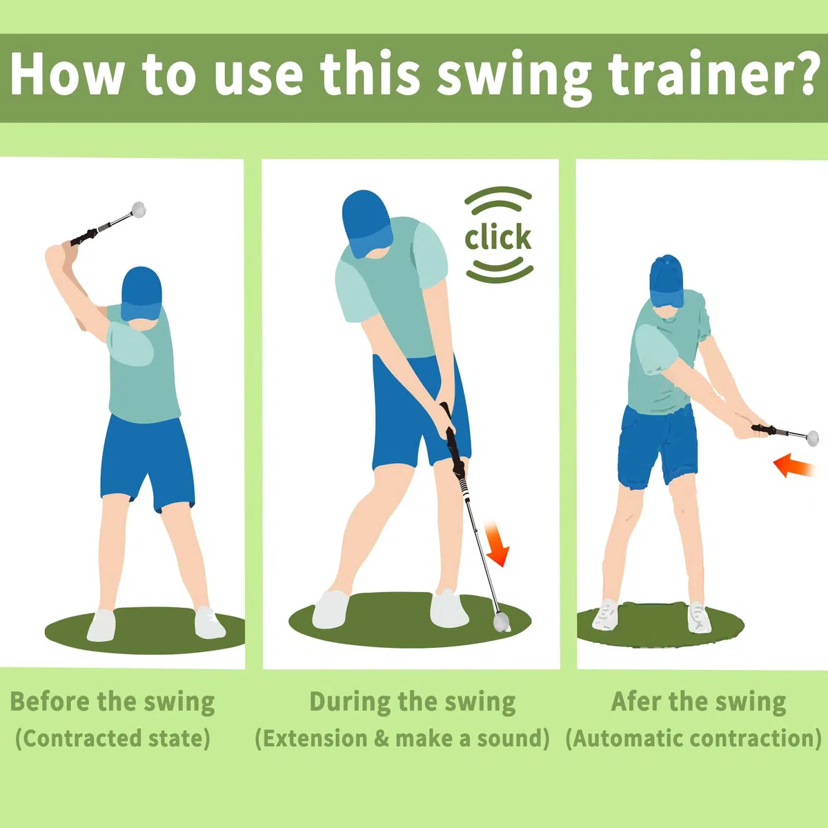 Aide à l'entraînement au Swing de Golf rétractable, entraîneur de poignée de Golf et entraîneur de Swing de Golf pour l'échauffement, Club de Golf pour droitier pour la Pratique en intérieur,
