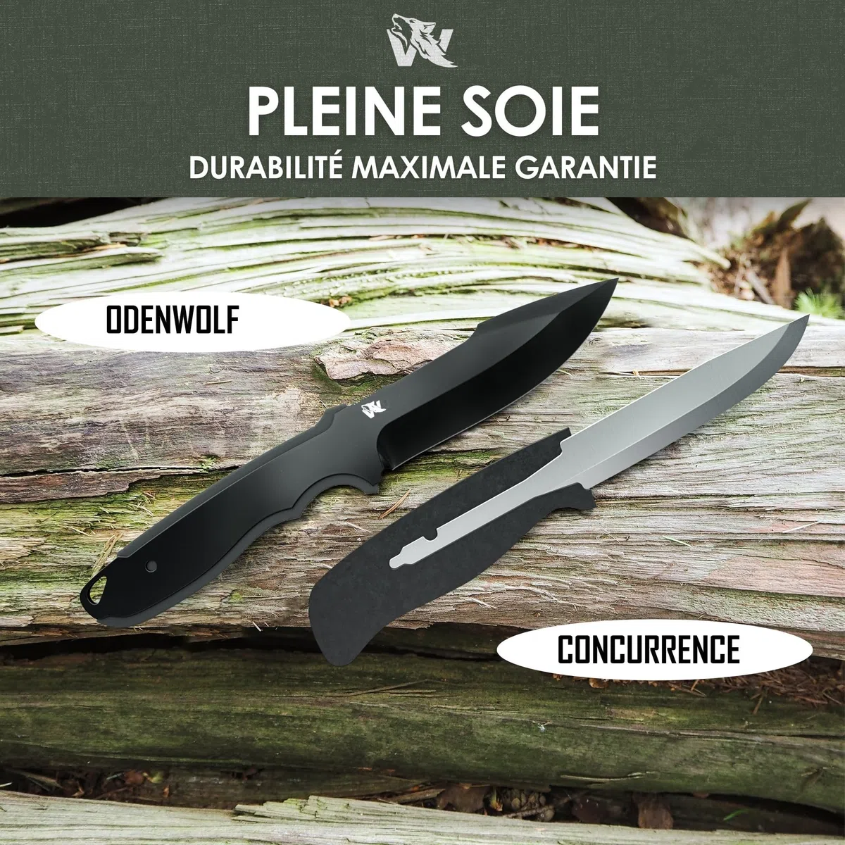 Wolfgangs W-Kids – Couteau de bushcraft Enfant en Acier D2 – Set Outdoor avec étui + Allume-feu – Couteau de Survie pour Enfants – Parfait pour la première Aventure en Plein air