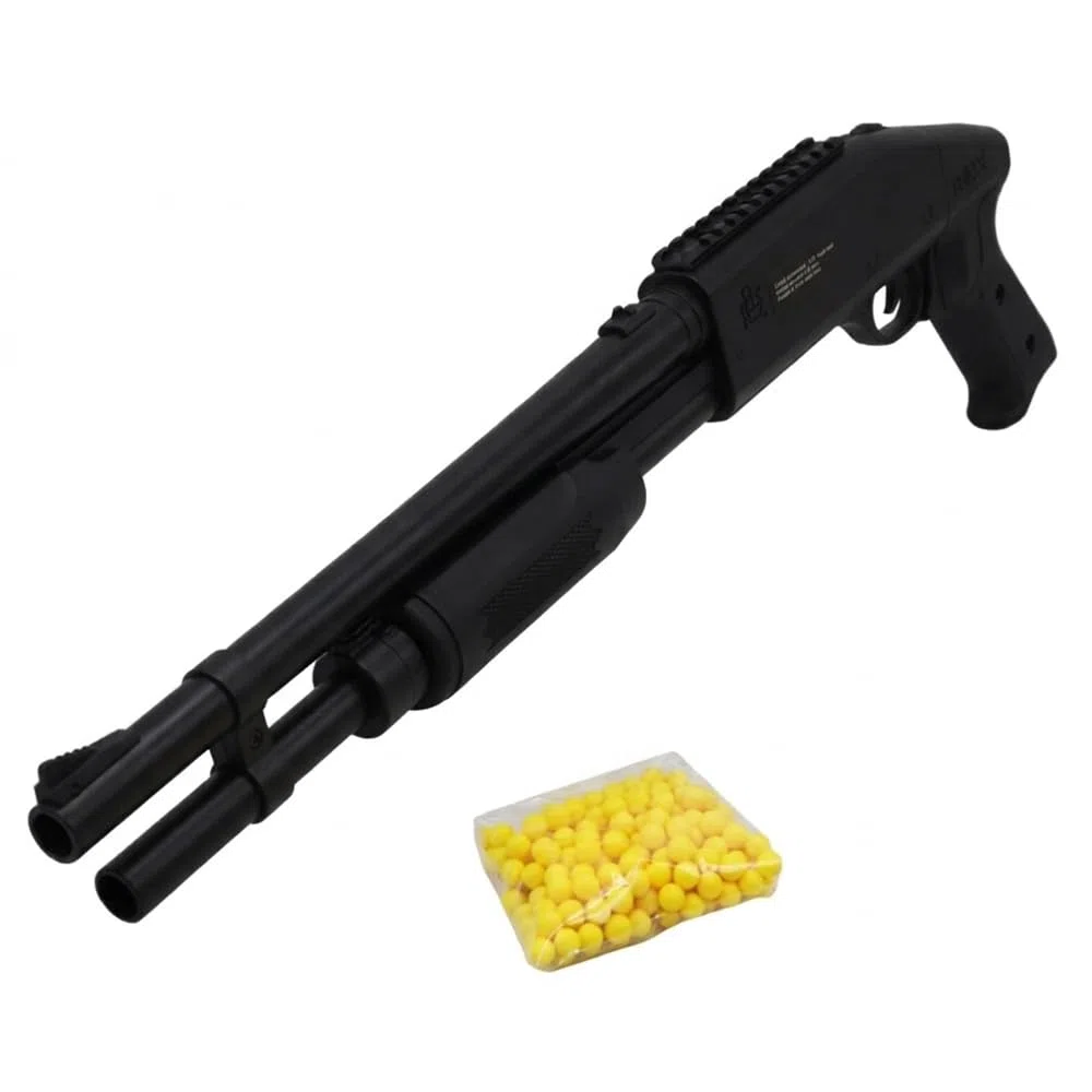 Airsoft Réplique de Fusil à Pompe à Billes 57 cm, 0,38 Joule, Tir Coup par Coup, 18 Billes