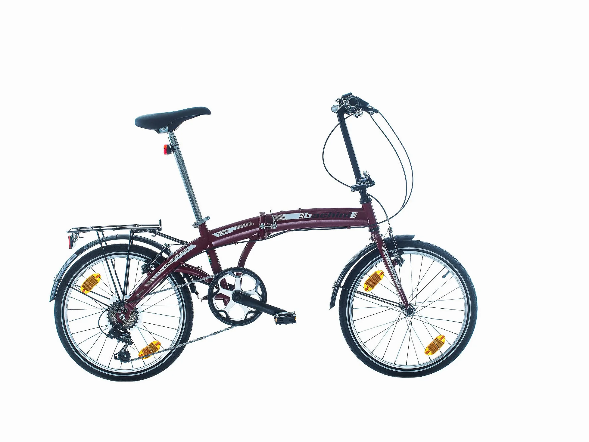Multibrand Bachini Folding Vélo Pliant Moderne 20 Pouces, 6 Vitesses, Frein V-Brake, Garde-Boue, Sonnette, pour Adultes et Adolescents, Convient pour 155–185 cm