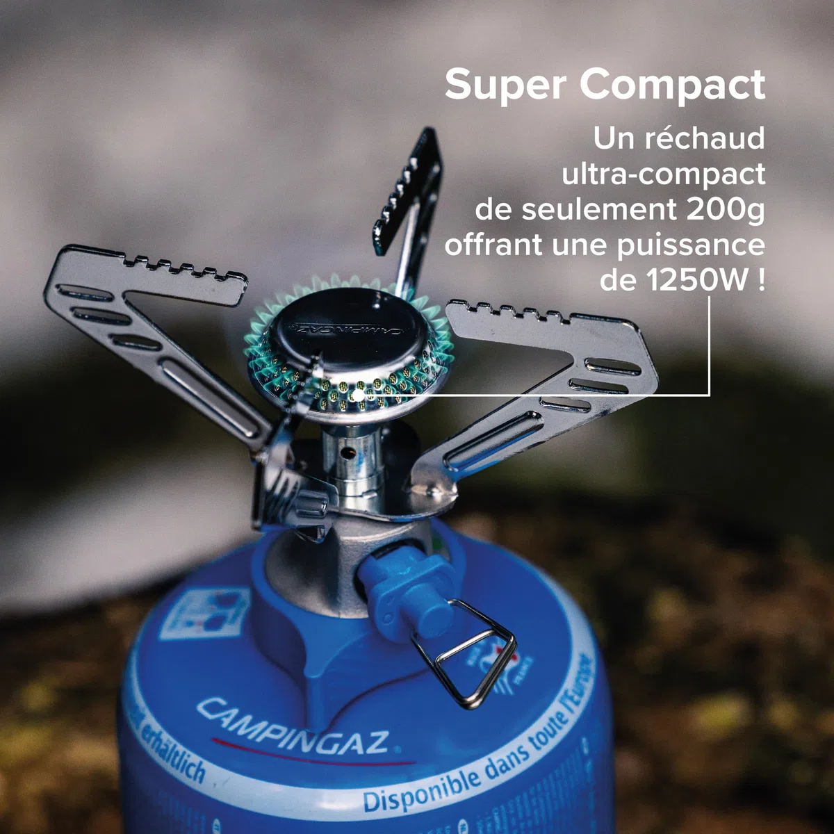 Campingaz Camping Connect réchaud à gaz|Connexion facile et double verrouillage| Réchaud léger à 1 brûleur| Puissance élevée de 1250 W | Idéal pour le camping, les festivals et le kit d'urgence 72h