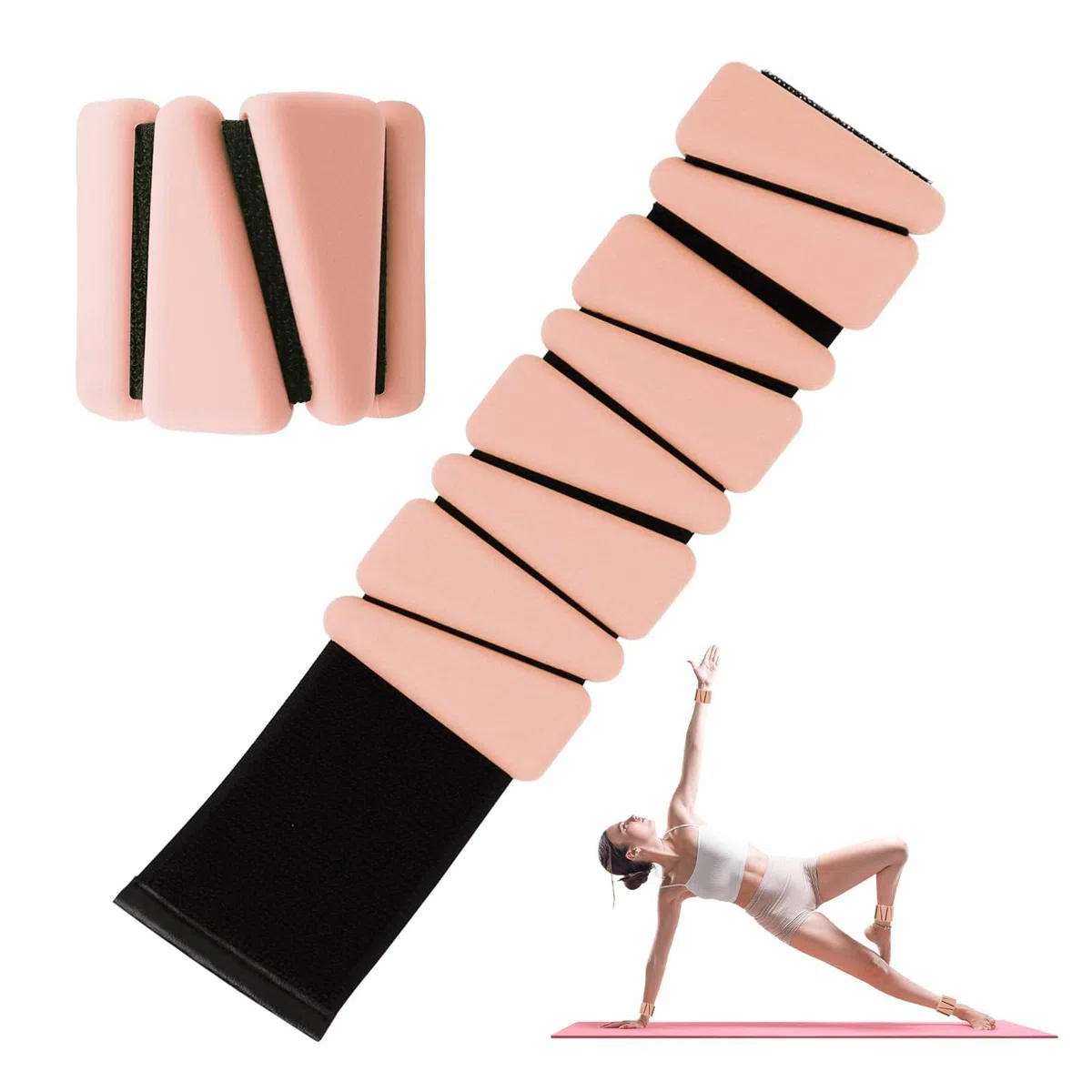 Lot de 2 poids de poignet réglables en silicone pour homme et femme, poids de cheville/poignet pour yoga, danse, pilates, exercices de piscine et jogging, 0,9 kg
