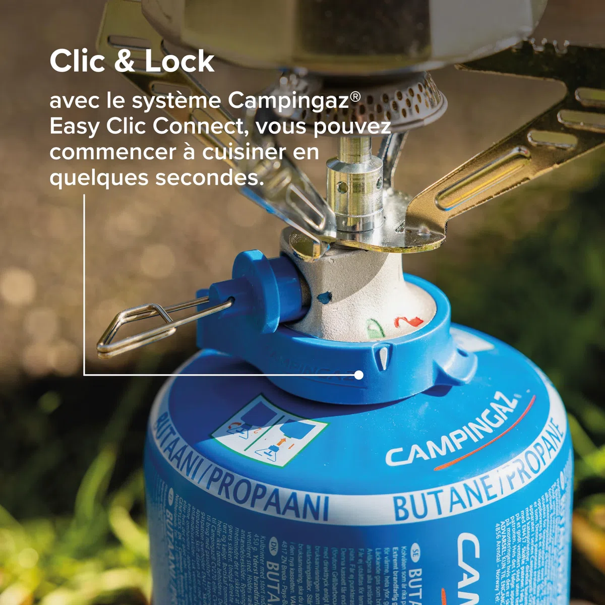 Campingaz Camping Connect réchaud à gaz|Connexion facile et double verrouillage| Réchaud léger à 1 brûleur| Puissance élevée de 1250 W | Idéal pour le camping, les festivals et le kit d'urgence 72h