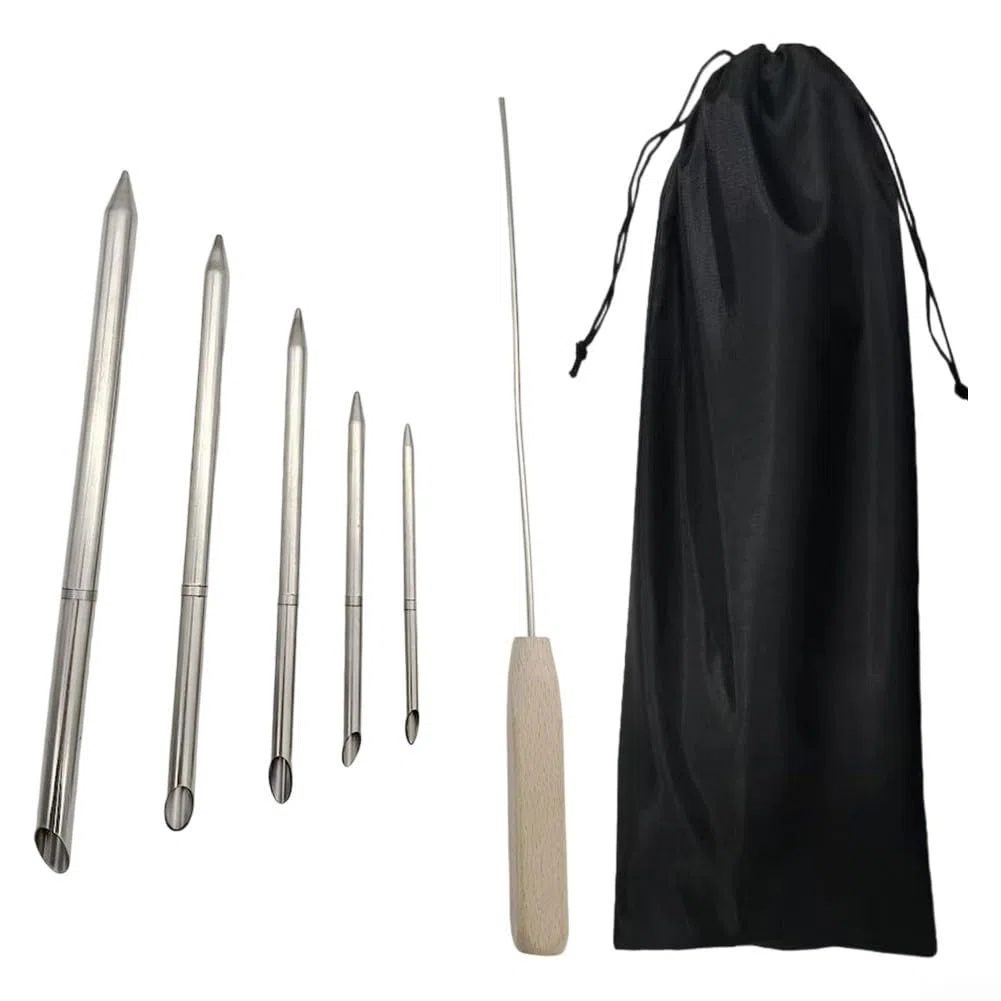 Eawfgtuw Kit d'outils d'épissure de corde en acier inoxydable - 6 pièces - Aiguille de laçage - 5 tailles - Avec tige de poussée pour treuil synthétique, corde à voile, bateau
