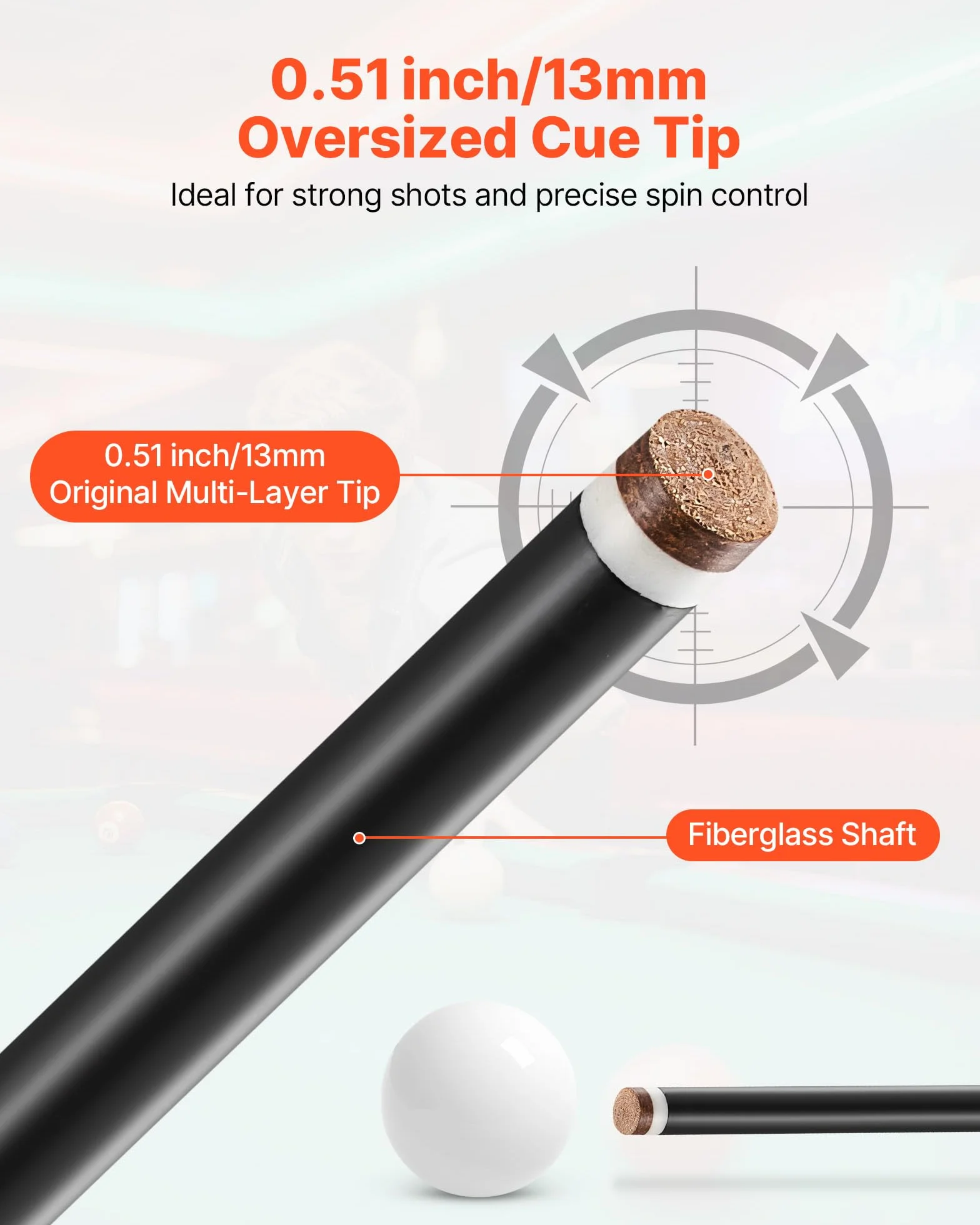 VEVOR Queue de Billard de 147,3 cm avec Pointe Multicouche et Anneau de Connexion ABS, pour Table de Billard Professionnelle, Bar, Maison, Bureau