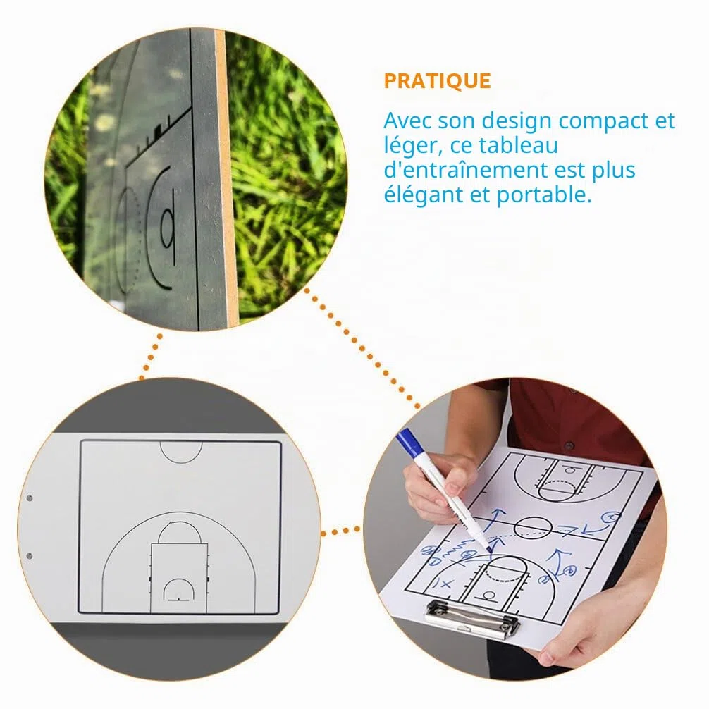 CLISPEED Support de de Basket- Options Marqueur Football Fichier Double Face Tableau Blanc Organisateur d'école Effacer Planches Serrage Écriture Coaching Sec cm Board Equipement Bureau pour