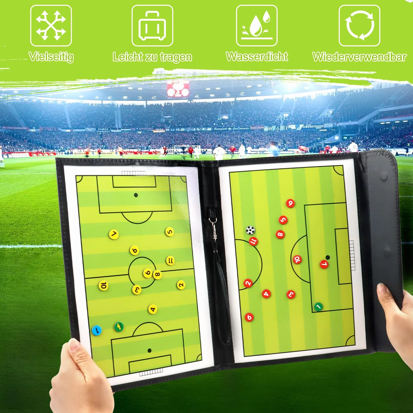 KEWUZY Tableau Tactique Football, Entraîneur de Football Tableau Magnétique, Entraîneur Board, avec Marqueur et Aimants, pour Entraîner de Football Compétition