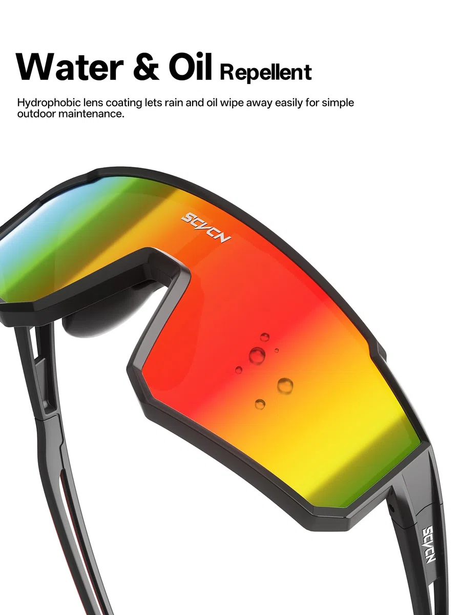 SCVCN Lot de 5 lunettes de cyclisme pour homme et femme, lunettes de vélo enveloppantes 31,6 g avec plaquettes de nez fixes antidérapantes, verres miroir UV400 pour route, VTT