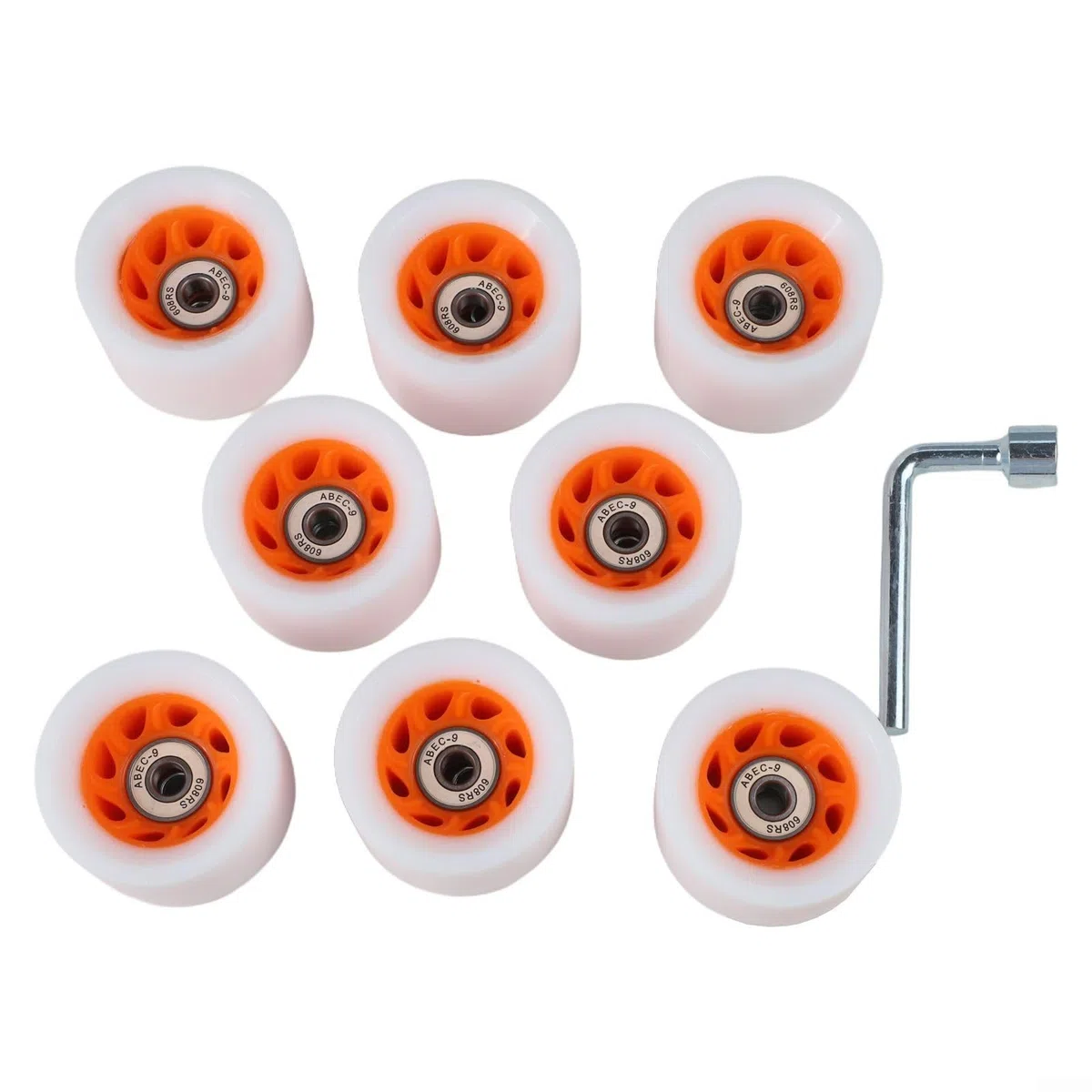 Lot de 8 roues de patins à roulettes compatibles avec les patins à roulettes et patins à roues alignées 58 mm de diamètre, roues en polyuréthane avec roulements en acier (orange (92A)