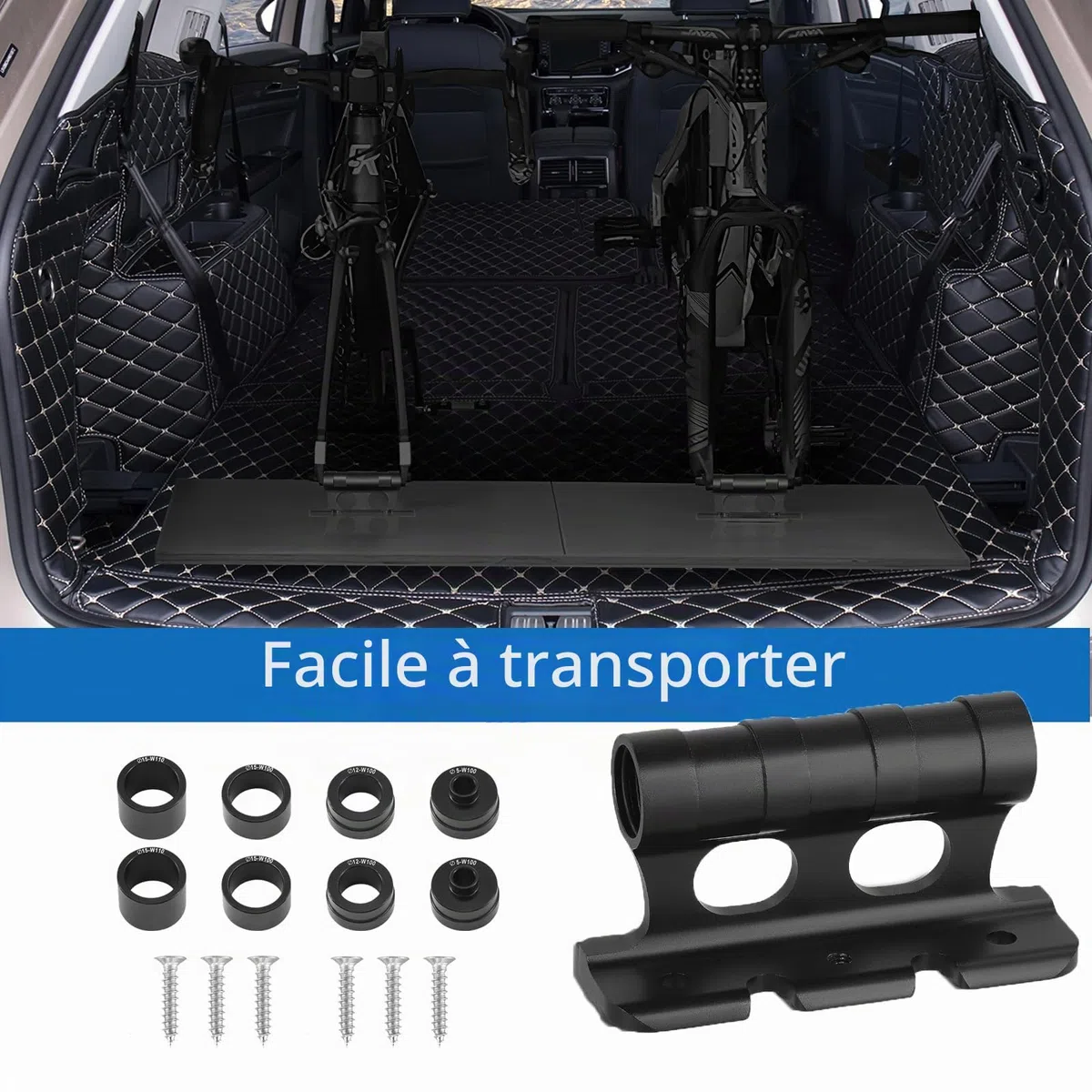 2PCS Support de Fixation de Fourche de Vélo, Support de Fourche de Vélo à Dégagement Rapide, Support Velo Voiture avec 4 Fixations Amovibles, 6 * Vis pour Remorque Ou Porte-Bagages De Camion Stockage