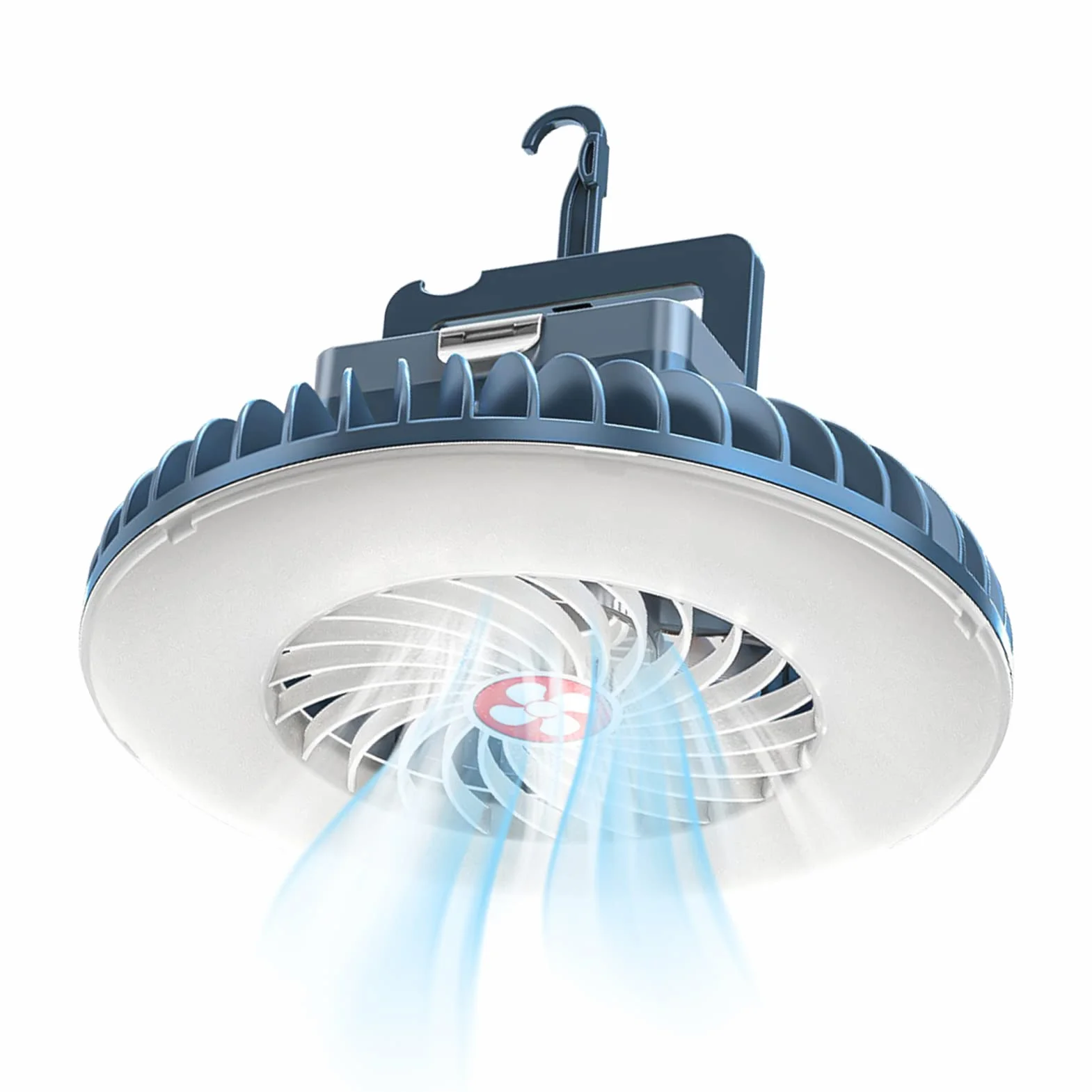 Lampe de camping LED avec ventilateur Rechargeable USB, Ventilateur de camping avec lumière, Tente lampe Lanterne Powerbank Accessoires de camping