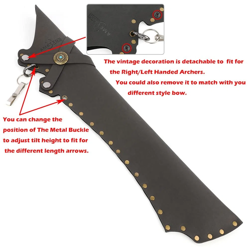 wolfman Tir à L’Arc Hanche Carquois pour Flèche Taille Suspendue Flèche Carquois Traditionnel en Cuir Fait à La Main Carquois Support Léger Droit Gauche pour Le Tir de Chasse à L’Arc