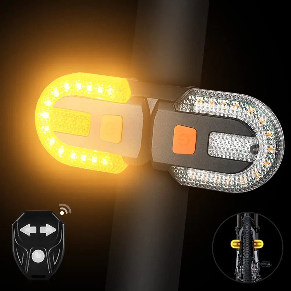 Feu Arrière de Vélo Avec Clignotants - Fendus Télécommande Sans Fil pour Le Cyclisme Rechargeable 5 Modes d'avertissement de Sécurité Lumières Stroboscopiques