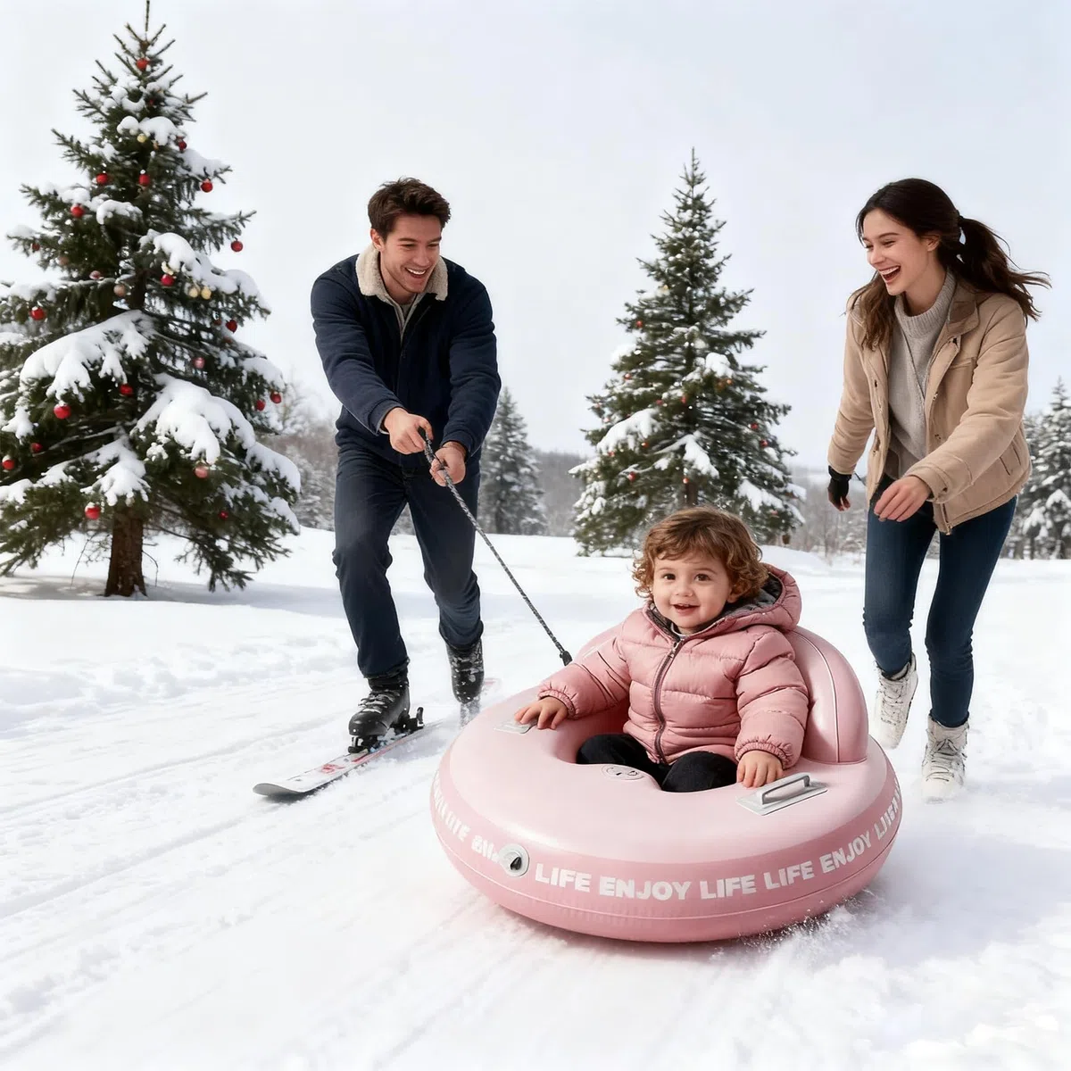 Bouée de Neige, De Luge d'hiver Gonflables Et Renforcés | Luge d'hiver avec Une Poignée | pour Les, Les Adultes, Le Ski, L'Extérieur, Le Jardin, Les Sports, Les Activités