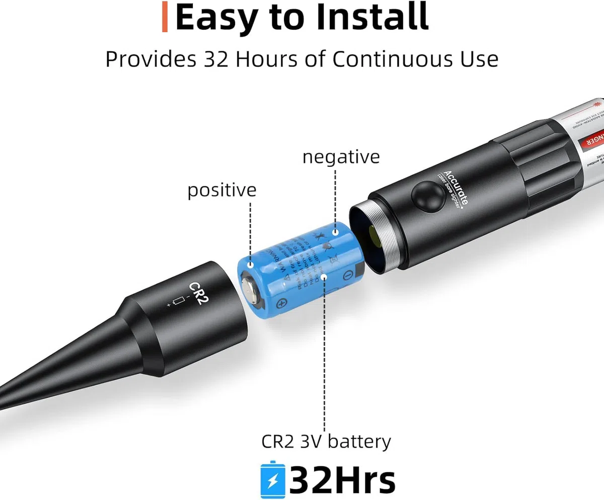 Kit de visée à alésage Rouge Laser Bore Sighter pour Calibre de 0.17 à 0.54 pour Lunette de visée et Arme de Poing, Airsoft