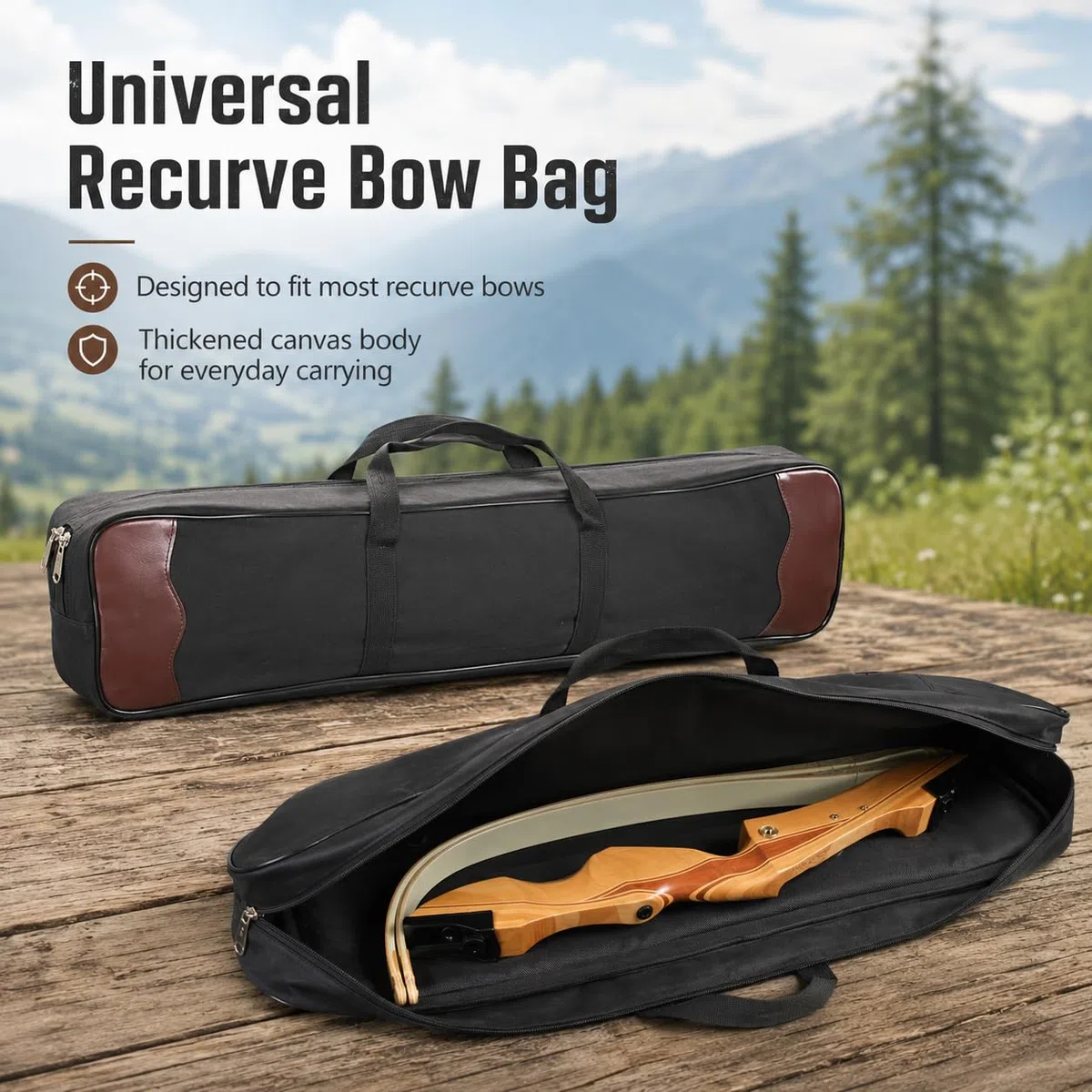 Étui à Archet recourbé avec bandoulière réglable – Sac de Rangement rembourré pour archets Traditionnels et de Chasse | Design résistant à l'eau pour tir à l'arc en Plein air