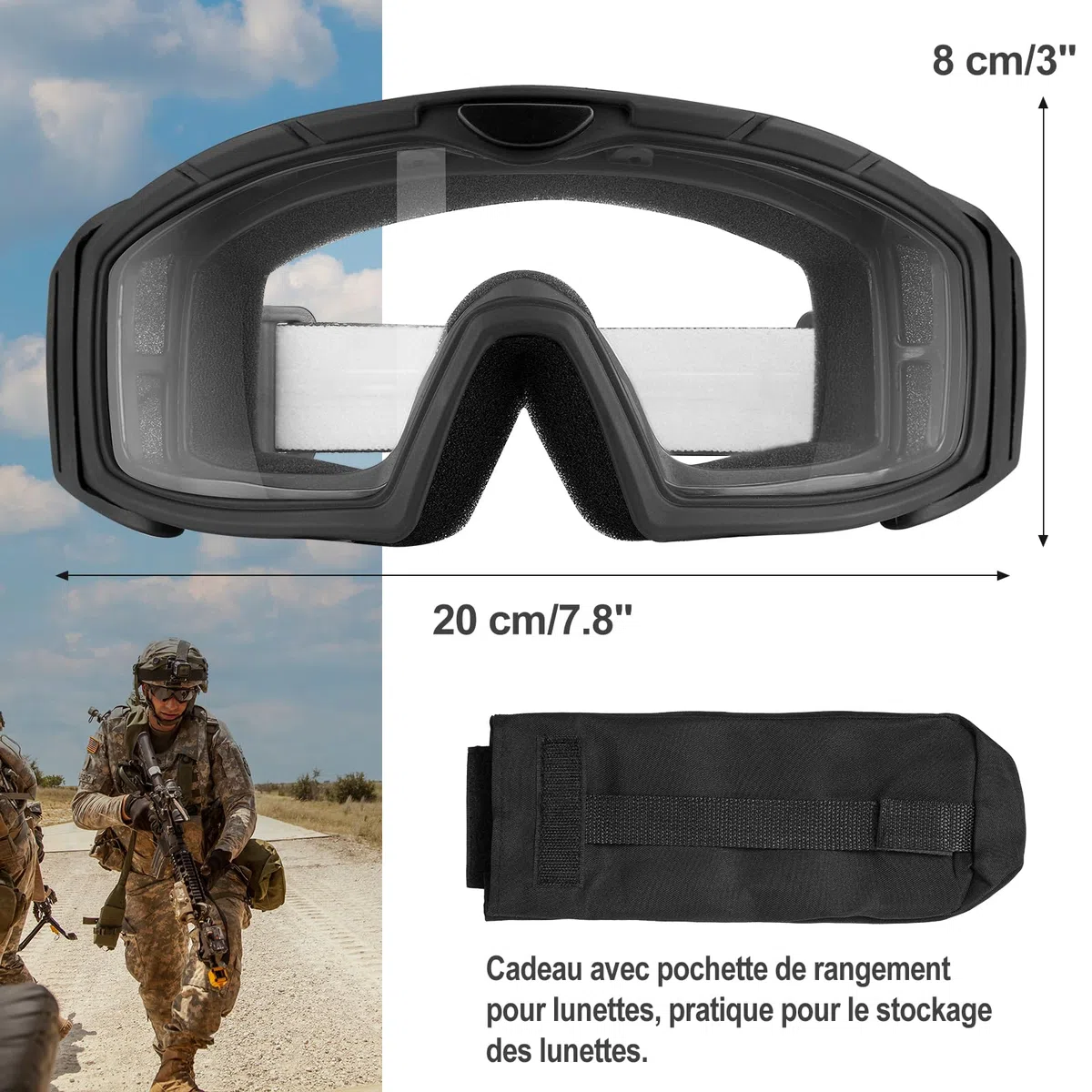 OneTigris Lunettes de protection tactiques avec 3 objectifs interchangeables - Lunettes de chasse avec CE EN166 et ANSI Z87.1 - Verres Airsoft pour paintball, chasse, CS, cyclisme, extérieur