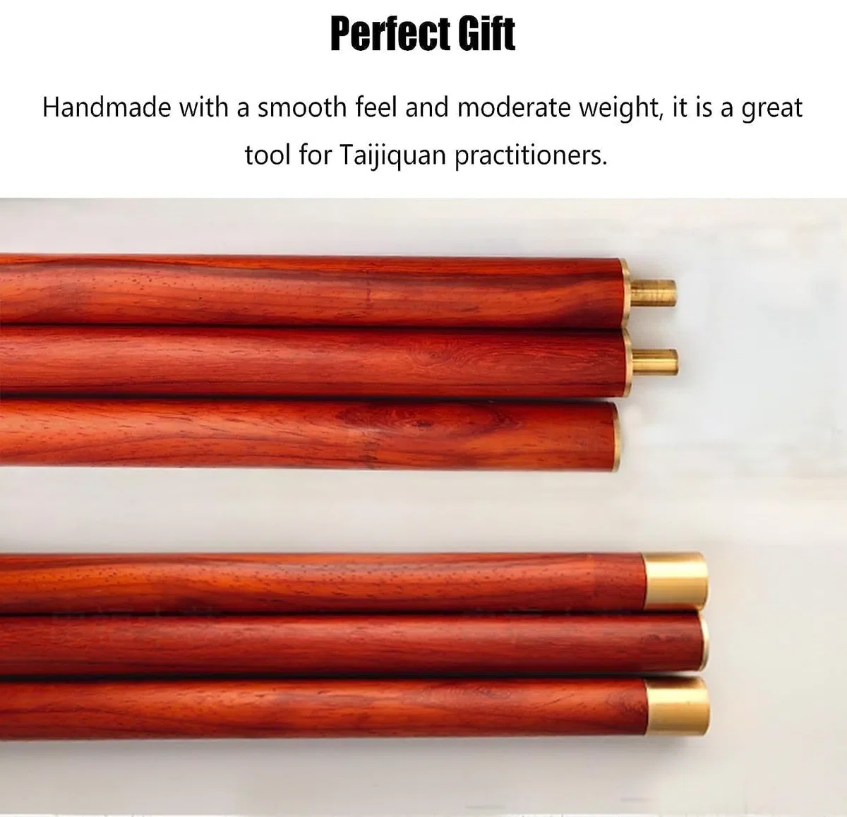 110-130Cm Bâton De Fitness Tai Chi,Bâton d'arts Martiaux en Bois, Règle De Tai Chi en Bois De Rose Massif Qigong Chinois Kungfu Entraînement Lent Fournitures Sportives avec Sac en Tissu