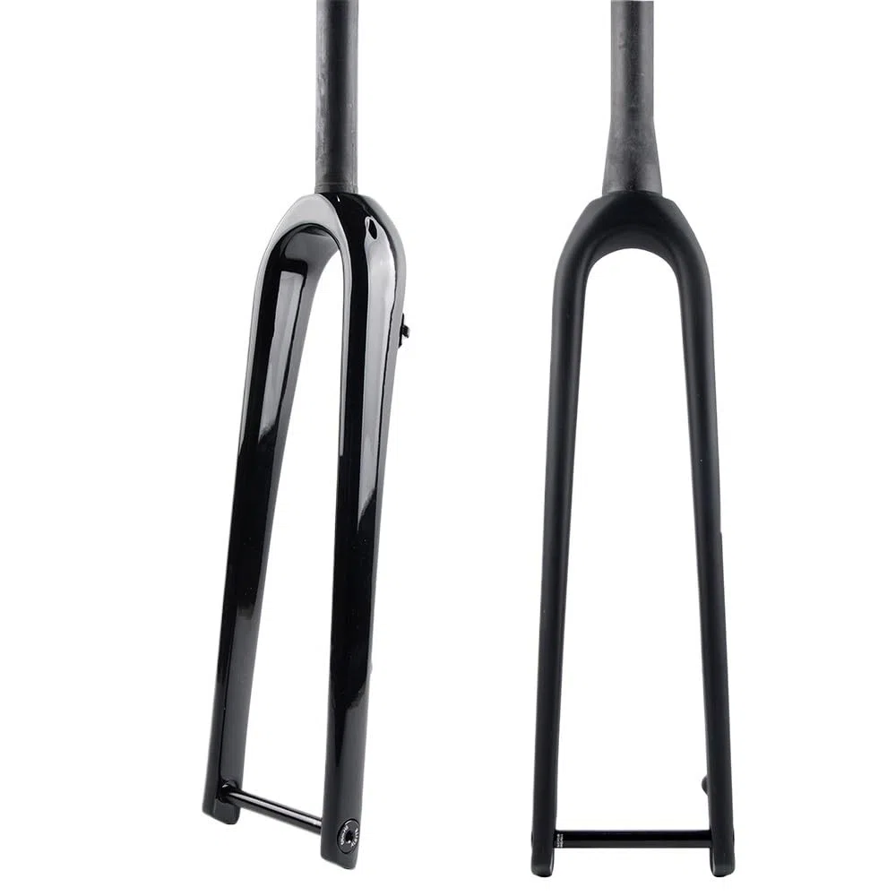 Fourche VTT Vélo de Route Gravel 700C entièrement en Fibre Carbone Cyclocross Frein à Disque Plat avec Fourche Avant axe traversant Dur Droit Conique