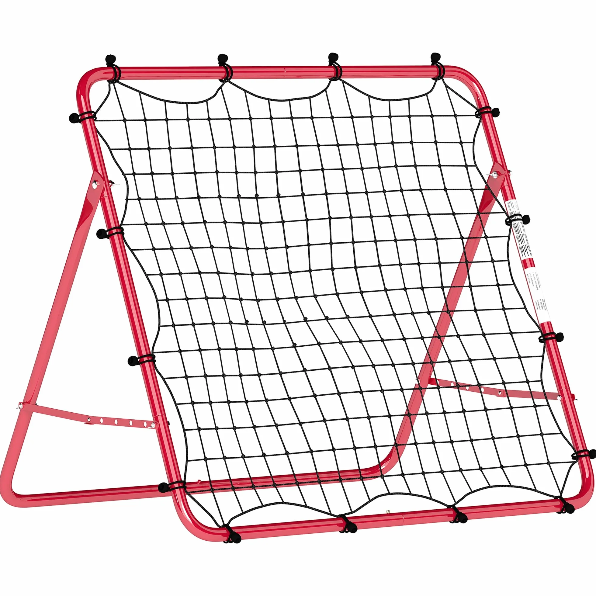 SPORTNOW Filet de Rebond Football Portable, 5 Angles Réglables en Acier et Nylon à Double Couche, pour l'Entraînement au Football Tennis Handball, 103x72x89cm, Rouge