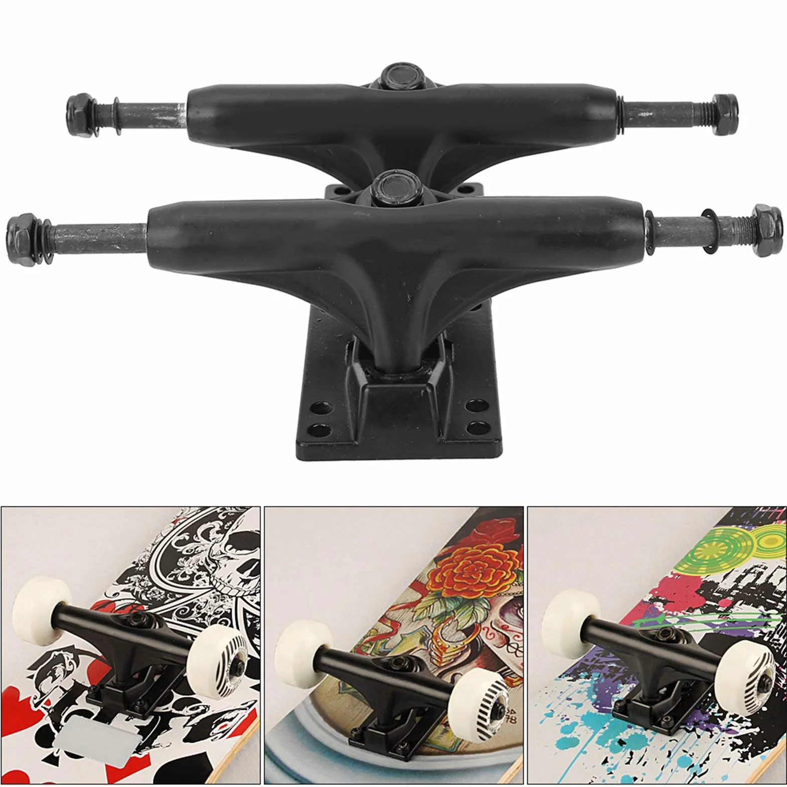 BuyWeek Trucks de Skateboard, 2 Pièces 4-8 Pouces Support de Camions de Skateboard Support de Planche à roulettes de Pont Professionnel pour Skateboard Longboard