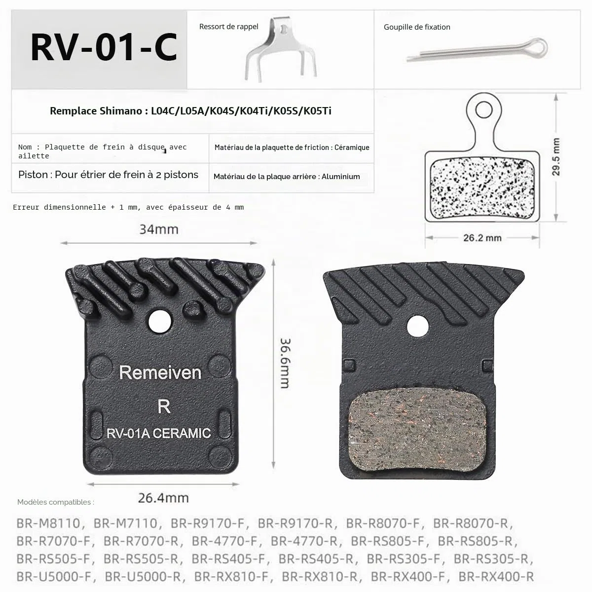 Lot de 2 plaquettes de frein de vélo avec ailettes de refroidissement pour Shimano 105 / GRX / SLX M7100 / XTR M9100 / DEORE XT M8100 / DURA-ACE/ULTEGRA/TIAGRA/METREA