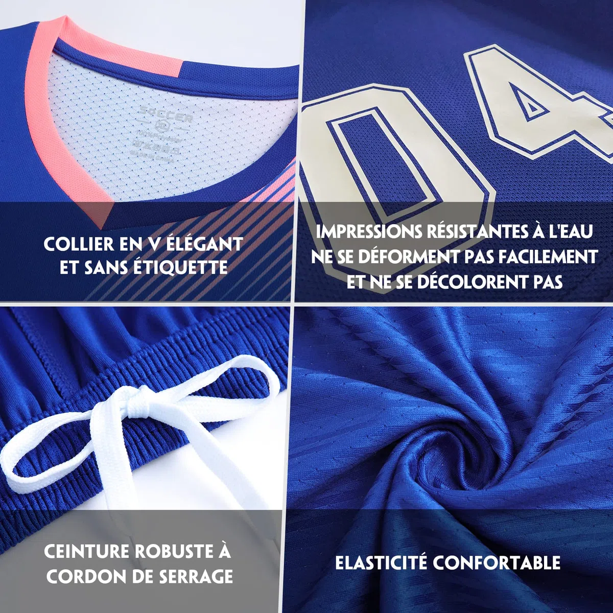 Maillot de Foot Enfant Homme Personnalisé Maillot Equipe de Football Enfant Homme avec Le Numéro du Nom