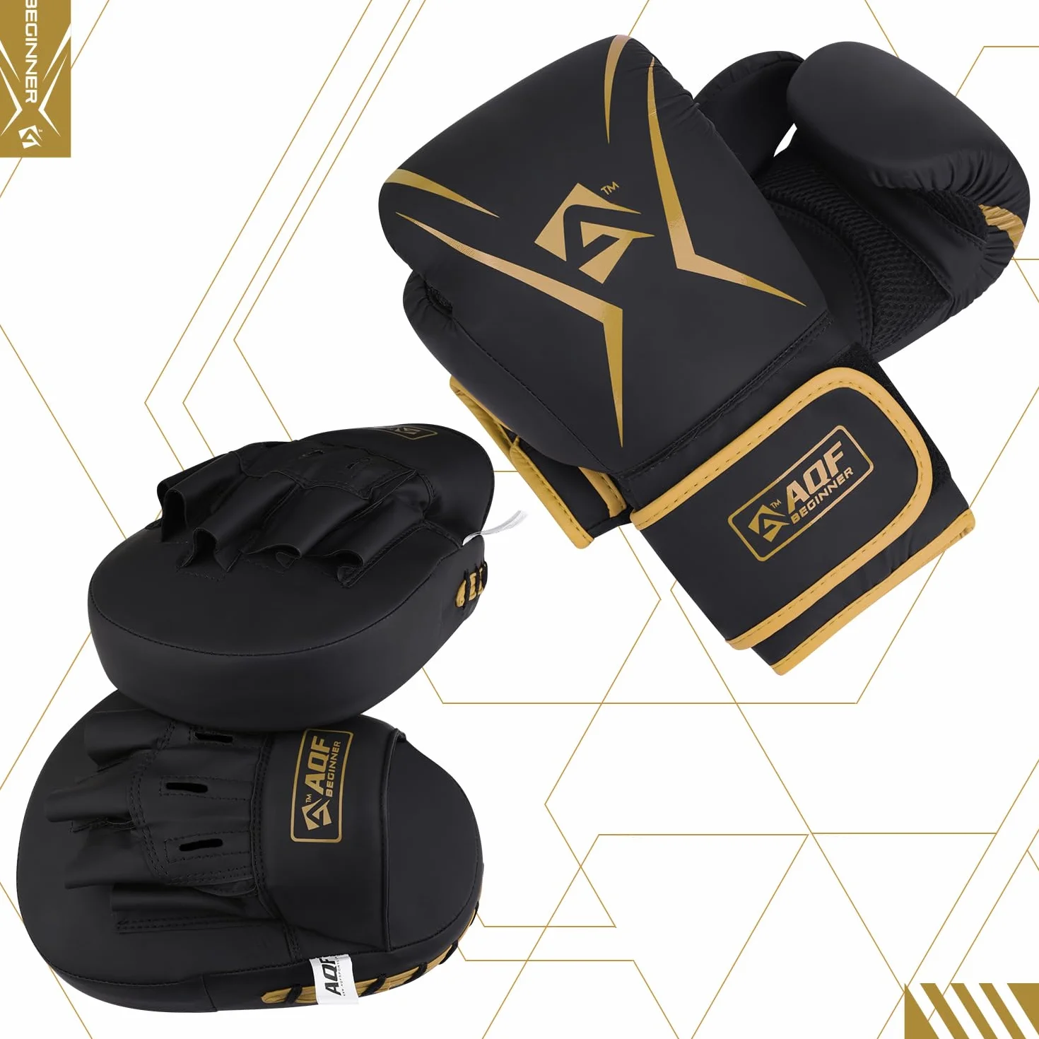 AQF Gants de Boxe + Pattes d’Ours Incurvées – Kit d’Entraînement Adulte pour MMA, Kickboxing, Muay Thai & Arts Martiaux – Gants de Frappe Confortables et Résistants