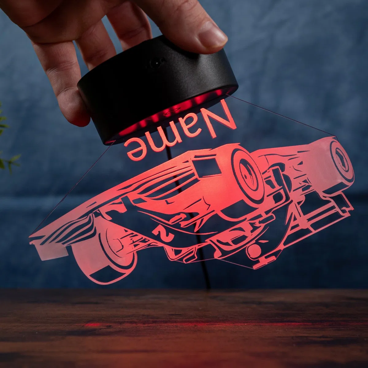 Lampe Formule 1 personnalisée avec prénom – Veilleuse LED voiture de course pour enfant et fan automobile, décoration chambre, 16 couleurs dimmables