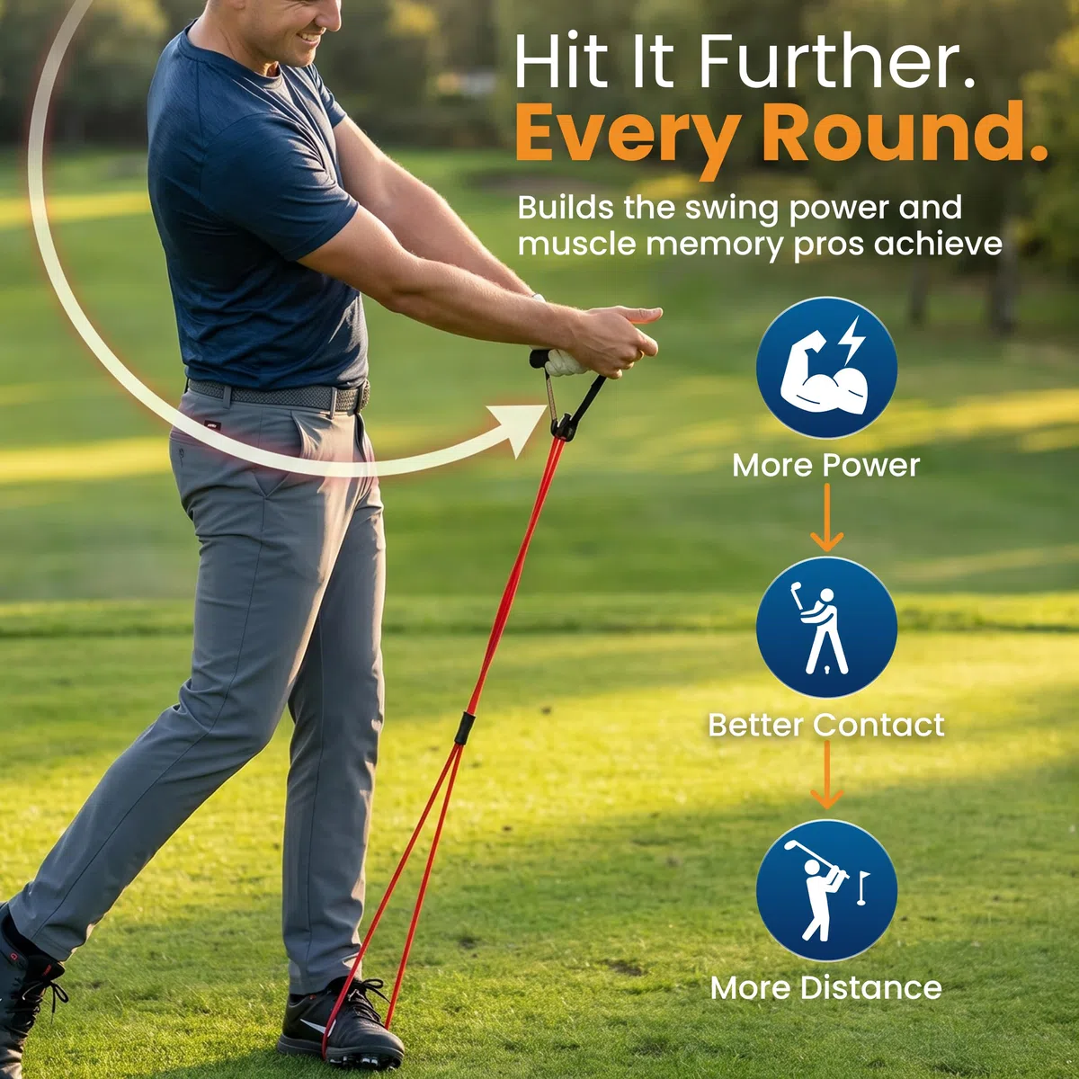 Happy Golfer Bandes de résistance pour golf Swing Trainer | Entraîneur de puissance pour le golf pour le chemin de swing, la prise en main et l'entraînement de la vitesse | Aide à l'entraînement de