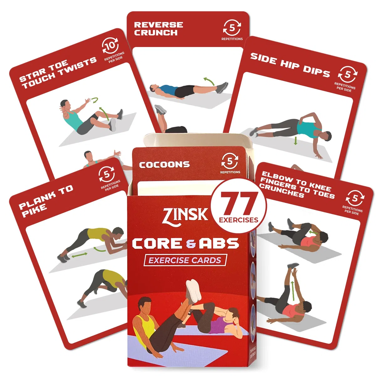 Cartes d'exercice pour abdominaux et abdominaux – Plus de 75 Cartes d'entraînement pour Aider à développer la Force, la stabilité, l'extérieur, Le Travail à Domicile