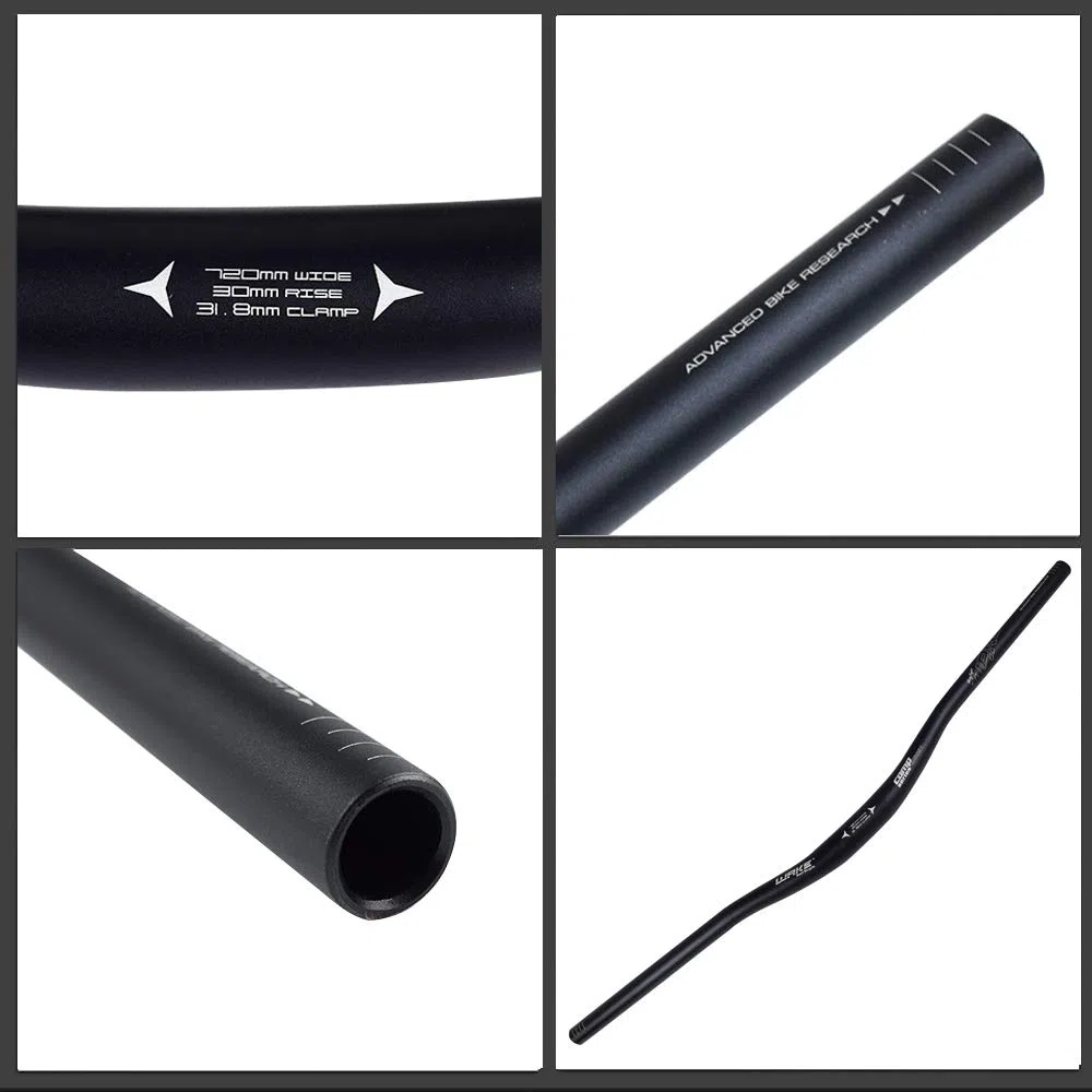 WAKE Guidon VTT Aluminium Alliage 31.8 * 720 mm Guidon Vélo Route Cintre VTT Extra Long Cintres Cyclisme Relevé 30mm Riser Bar Manubrio Bici (Noir)